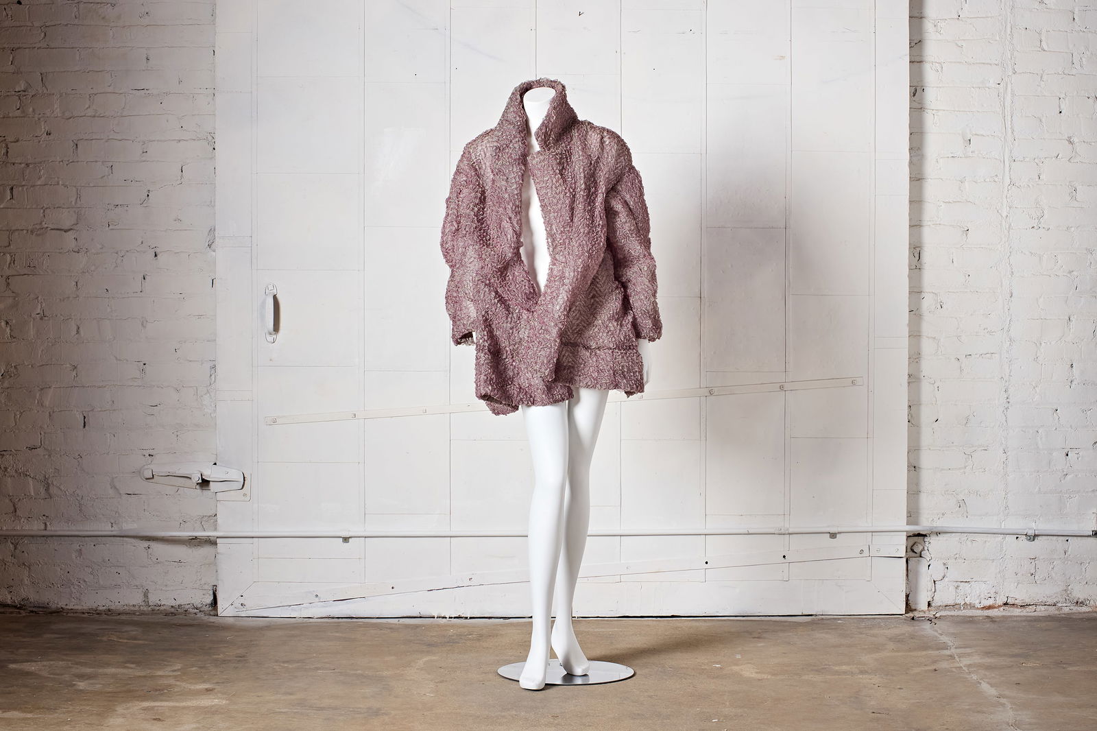 S/S 1997 Comme des Garcons, 'Body Meets Dress, Dress Meets Body' Jacket: S/S 1997 COMME DES GARCONSChevron pleated iridescent jacket from iconic 'Body Meets Dress, Dress Meets Body' collection.Polyester surface, nylon lining. Designed by Rei Kawakubo.Interior with