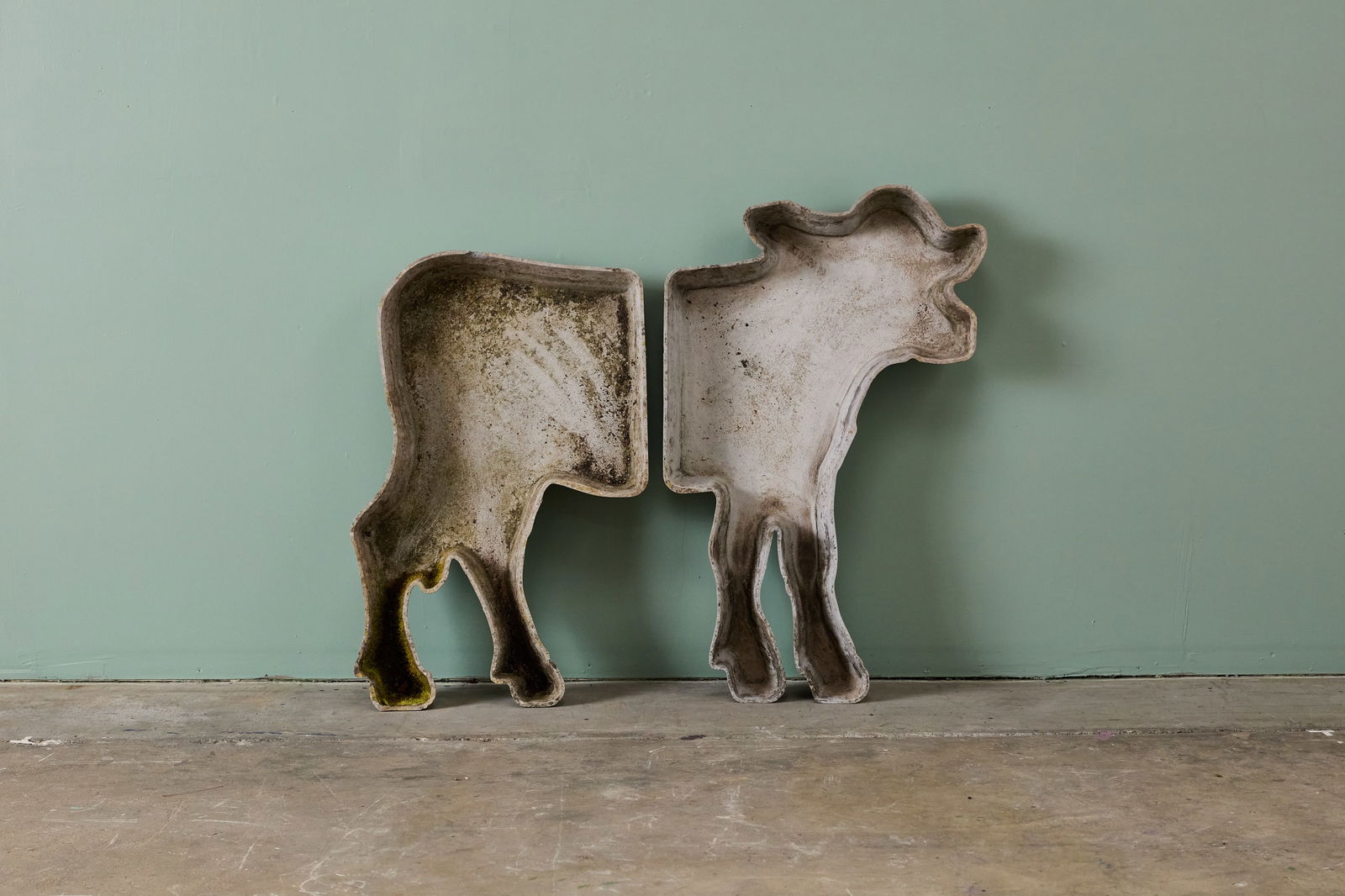 Willy Guhl, Two-Part 'Cow' Planter (2): WILLY GUHLTwo-part 'Cow' planter, 1960sFibrated concrete. Manufactured by Eternit, Switzerland. Overall: 5" H x 52" W x 42" D