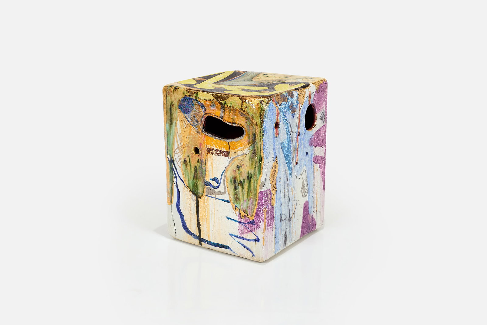 Reinaldo Sanguino, 'Square Stool 6':  REINALDO SANGUINO'Square Stool 6', 2010sPainted and glazed ceramic. Studio-made, New York, NY. 19" H x 14" W x 14" D