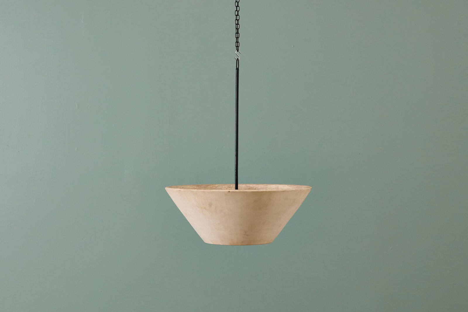 LaGardo Tackett, Hanging Planter: LAGARDO TACKETTHanging planter, model no. U-9, 1950sBisque earthenware, painted iron. Manufactured by Architectural Pottery, USA. 26" H x 21.25" Diameter