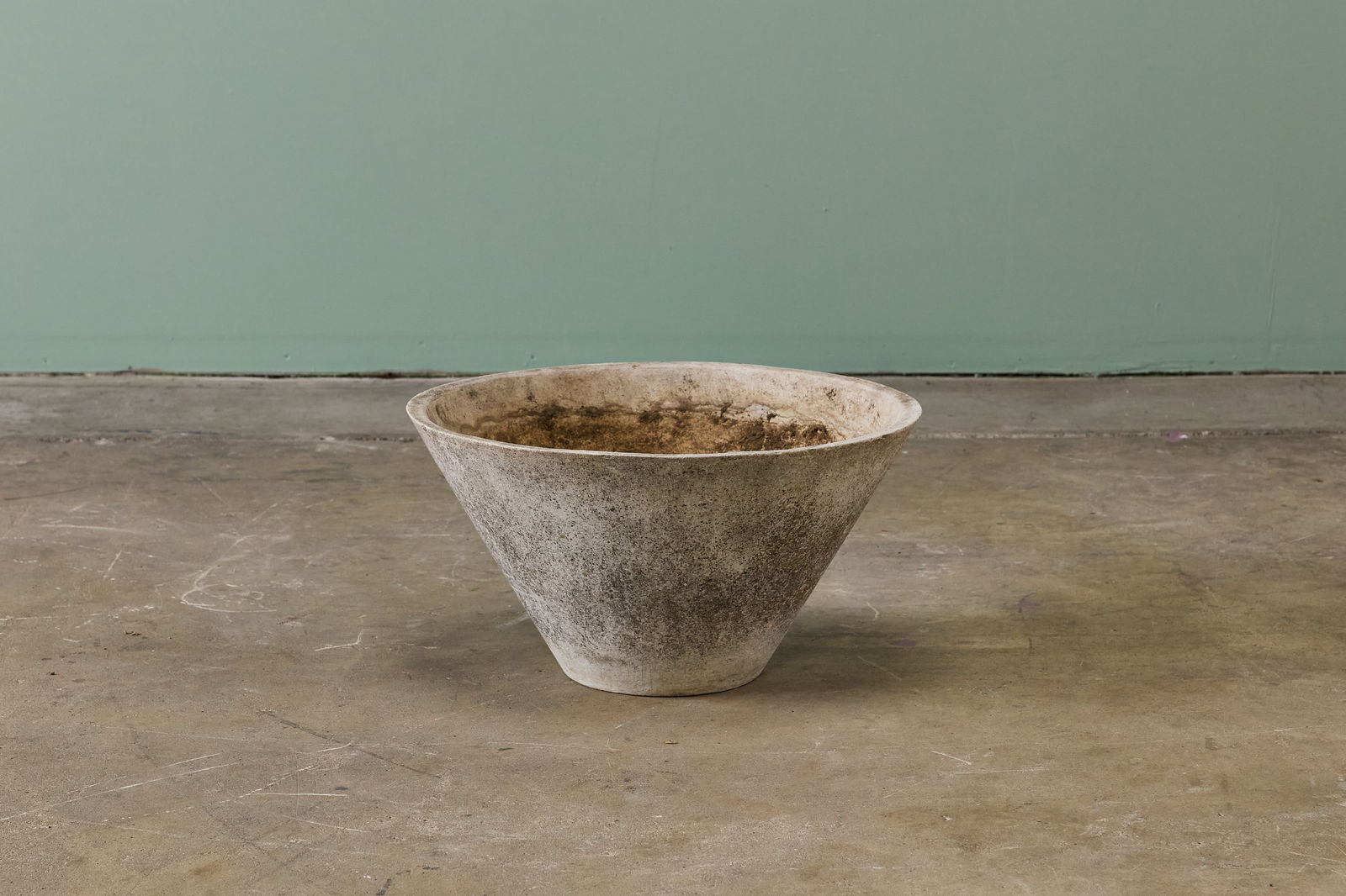 Willy Guhl, 'Cone' Planter: WILLY GUHL 'Cone' planter, 1960s Fibrated concrete. Manufactured by Eternit, Switzerland. 12" H x 22" Diameter