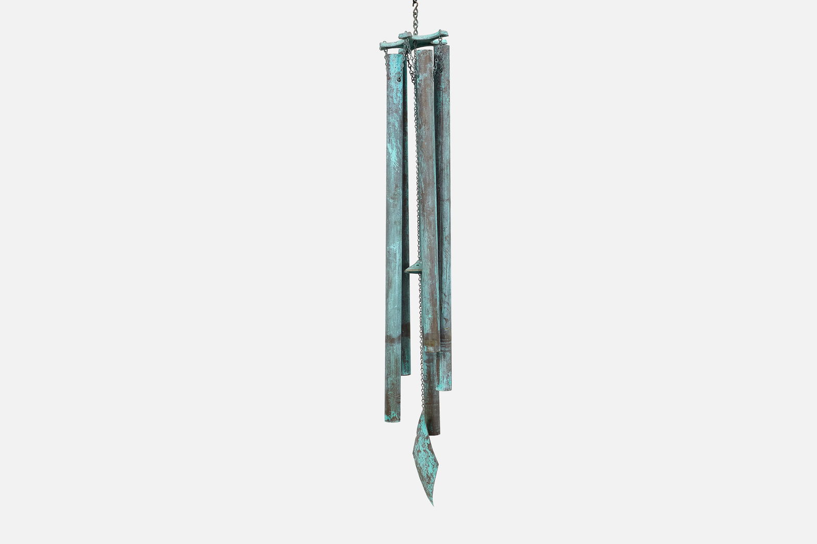 Walter Lamb Style, Wind Chime: WALTER LAMB STYLEWind chime, 1950sBronze tubing, copper. Manufactured by Flint Point Brass Co., USA. 44.5" x 6" 