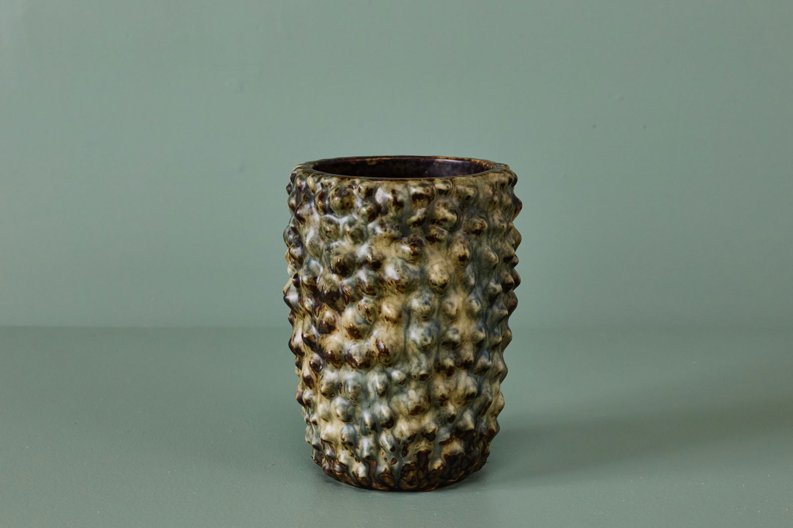 Axel Salto, 'Budding' Vase: AXEL SAALTO 'Budding' vase, 1958 Stoneware with Sung glazes. Produced by Royal Copenhagen, Denmark. Incised "SALTO", painted "26669" with the blue wave mark, and stamped