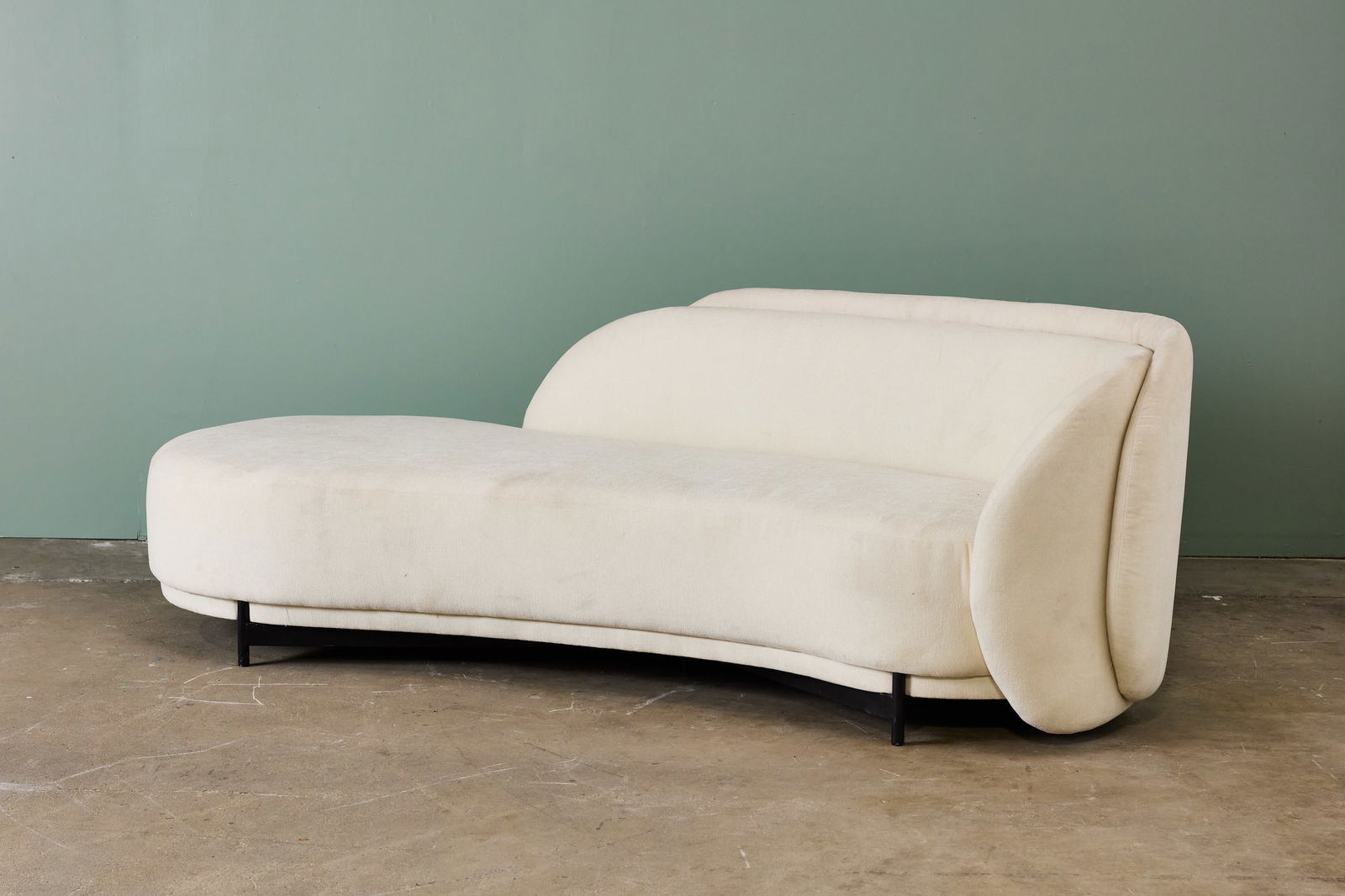 Paolo Ferrari, Layered-Back Sofa: PAOLO FERRARI Layered-back sofa, 2020s Upholstery, powder-coated metal. Manufactured by Studio Paolo Ferrari, Canada. 30" H x 112" W x 46" D Seat height: 16"
