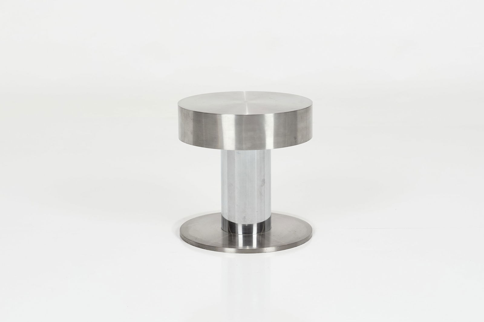 Modern, Side Table / Stool: MODERN Side table / stool, 1980s Steel. 16.25" H x 16" Diameter