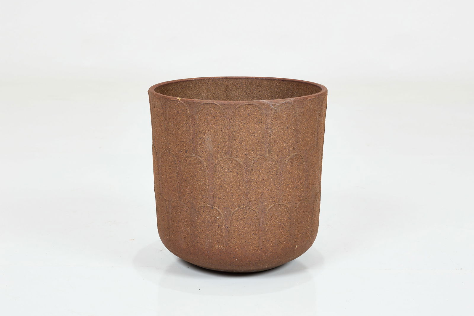 David Cressey, 'Leaf' Planter: DAVID CRESSEY 'Leaf' planter, from the Pro/Artisan series, 1960s Unglazed stoneware. Produced by Architectural Pottery, USA. 16" H x 16" Diameter