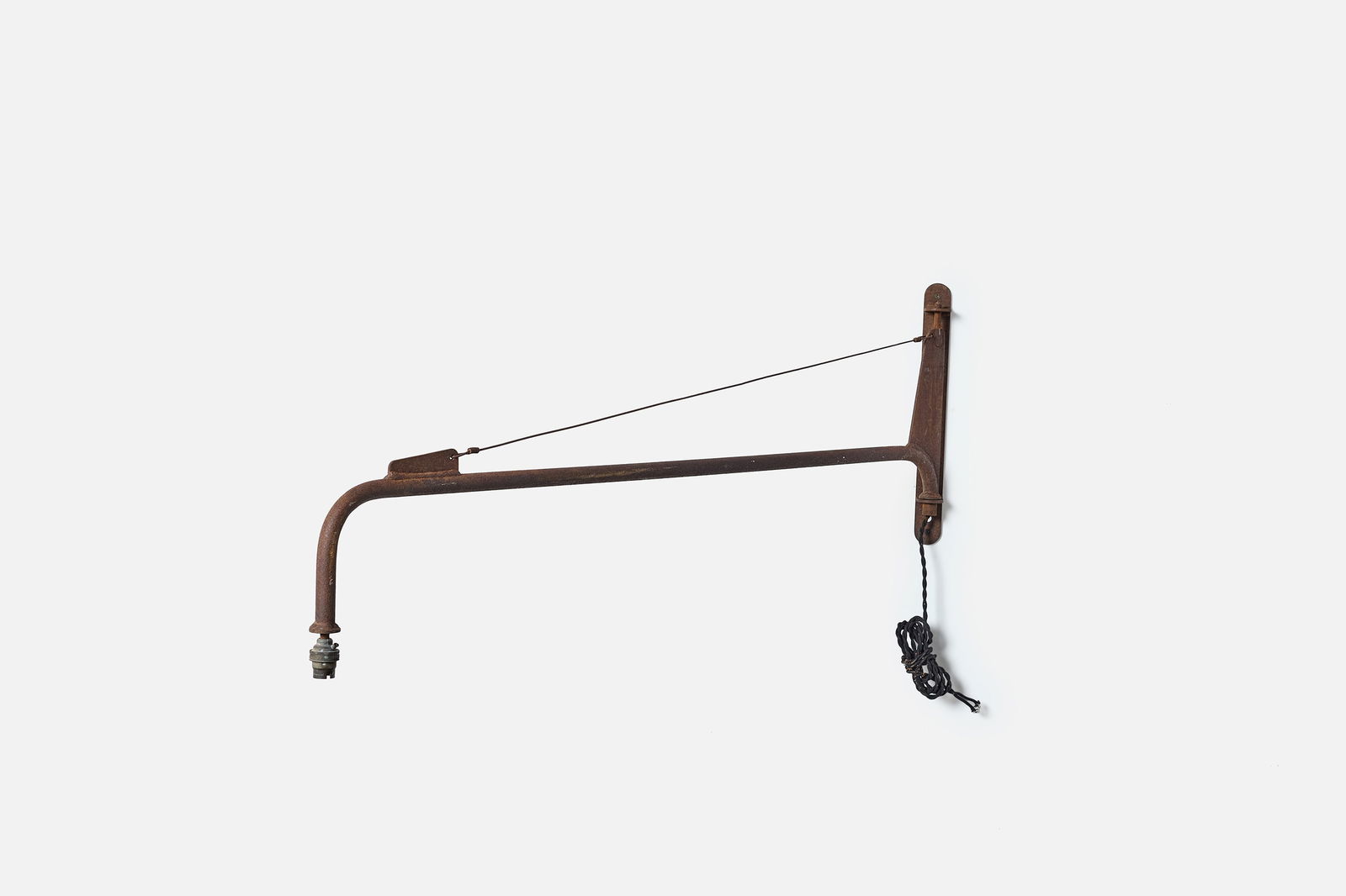 Jean Prouve Style, 'Jib' Wall Lamp: JEAN PROUVE STYLE 'Jib' wall light, 1960s Lacquered steel. Made in France. 18" H x 45" W x 2" D 