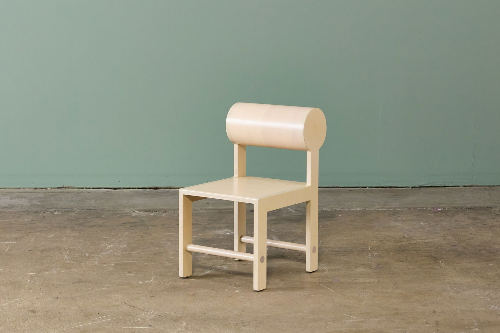 Shin Okuda, 'Mini Cylinder' Chair: SHIN OKUDA 'Mini Cylinder' chair, 21st century Birch plywood. Manufactured by Waka Waka, USA. Underside with designer's numbered "202" label. 22.5" H x 12.75" W x