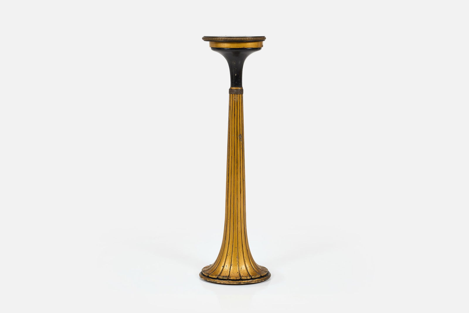 Hollywood Regency, Pedestal: HOLLYWOOD REGENCYPedestal, 1940sPainted wood, pressed brass. 45.25" H x 14.5" W x 9" D