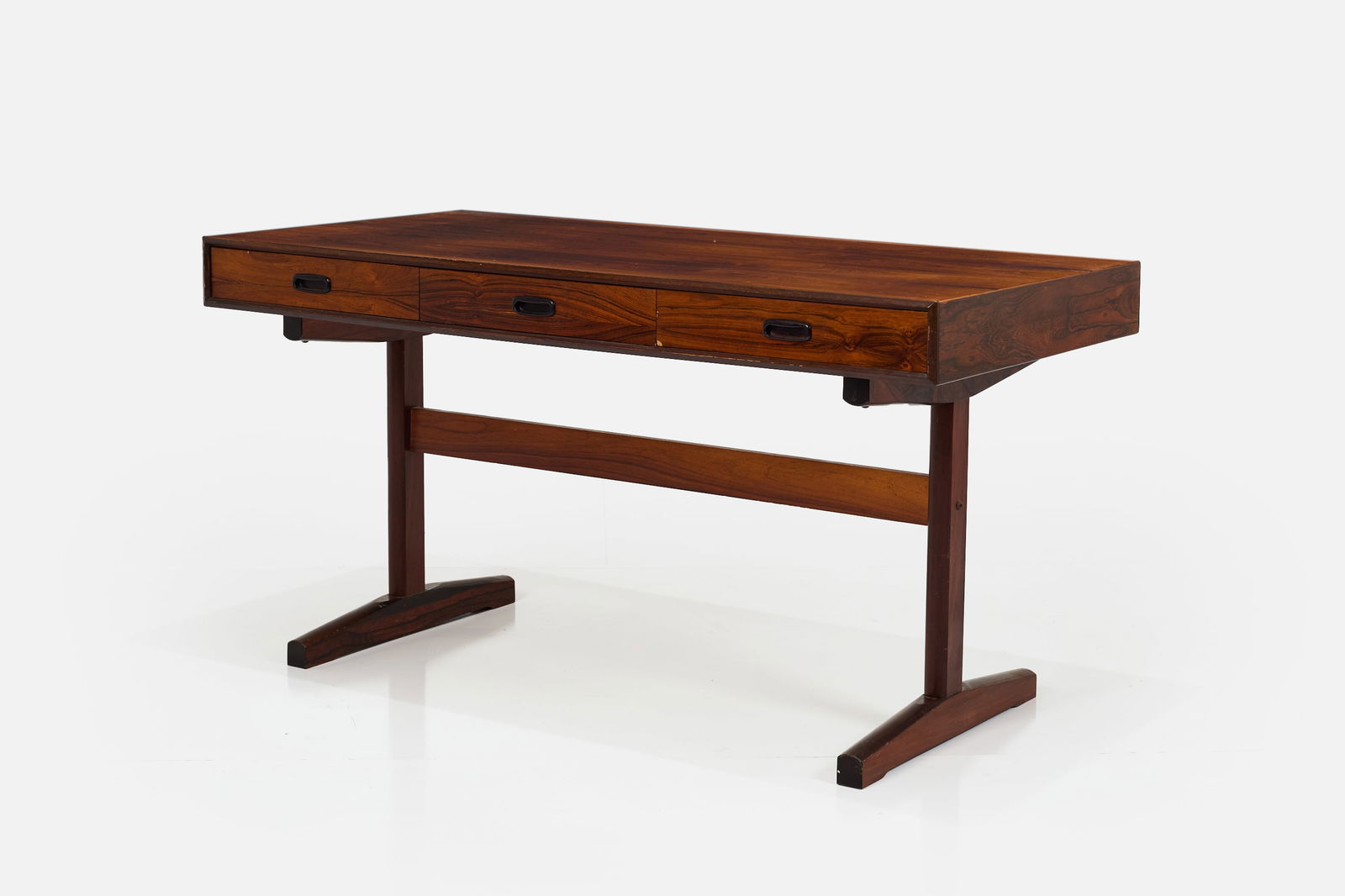 Danish, Rosewood Desk: DANISH Desk, 1960s Rosewood, wood. Produced by Ganddal Mobelfabrik, Denmark. 28.75" H x 55" W x 26.5" D