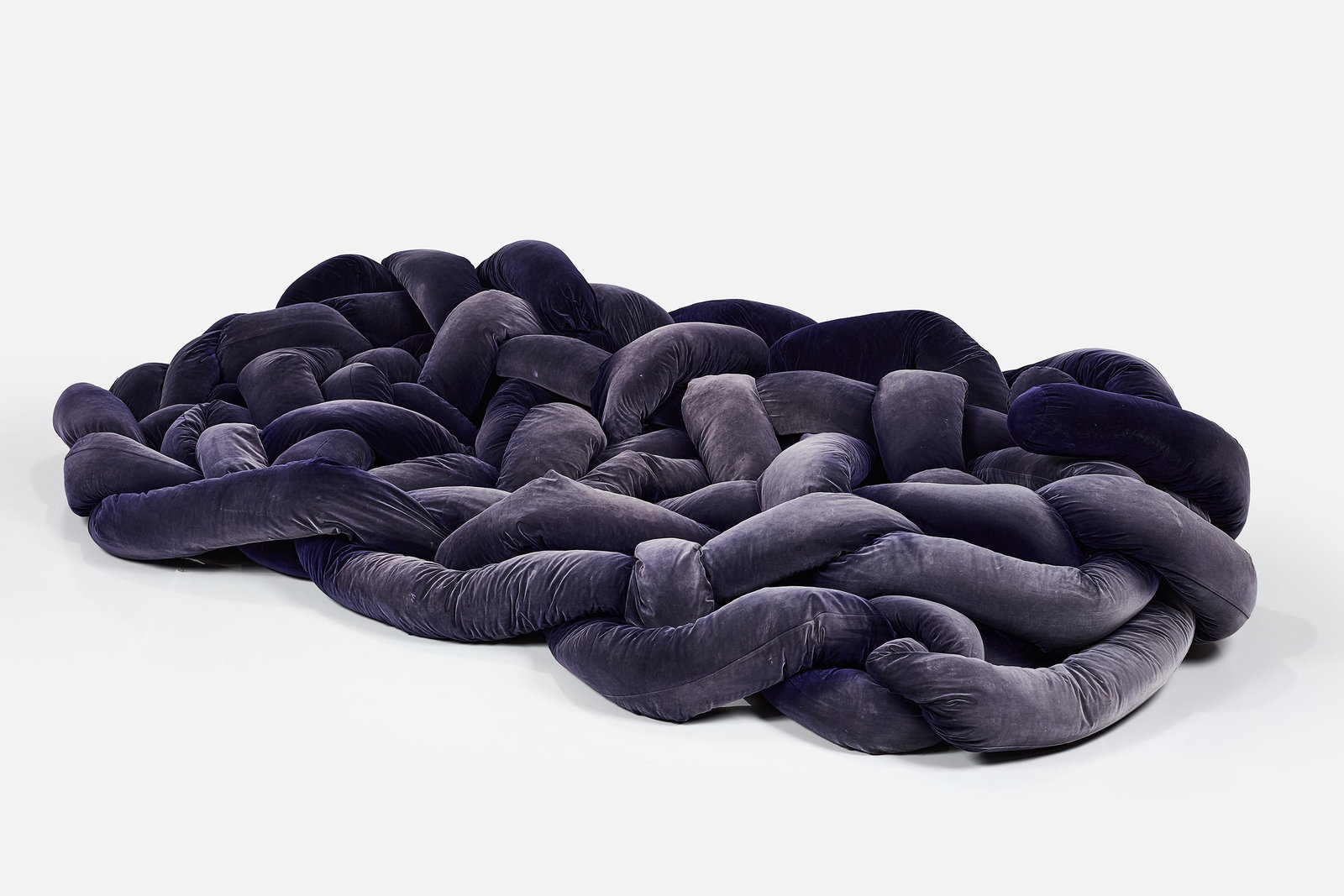 Humberto + Fernando Campana, 'Boa' Sofa: HUMBERTO + FERNANDO CAMPANA Monumental 'Boa' sofa, 2002 Velvet, polyurethane chips, goose down. Manufactured by Edra, Italy. 27" H x 144" W x 46" D 
