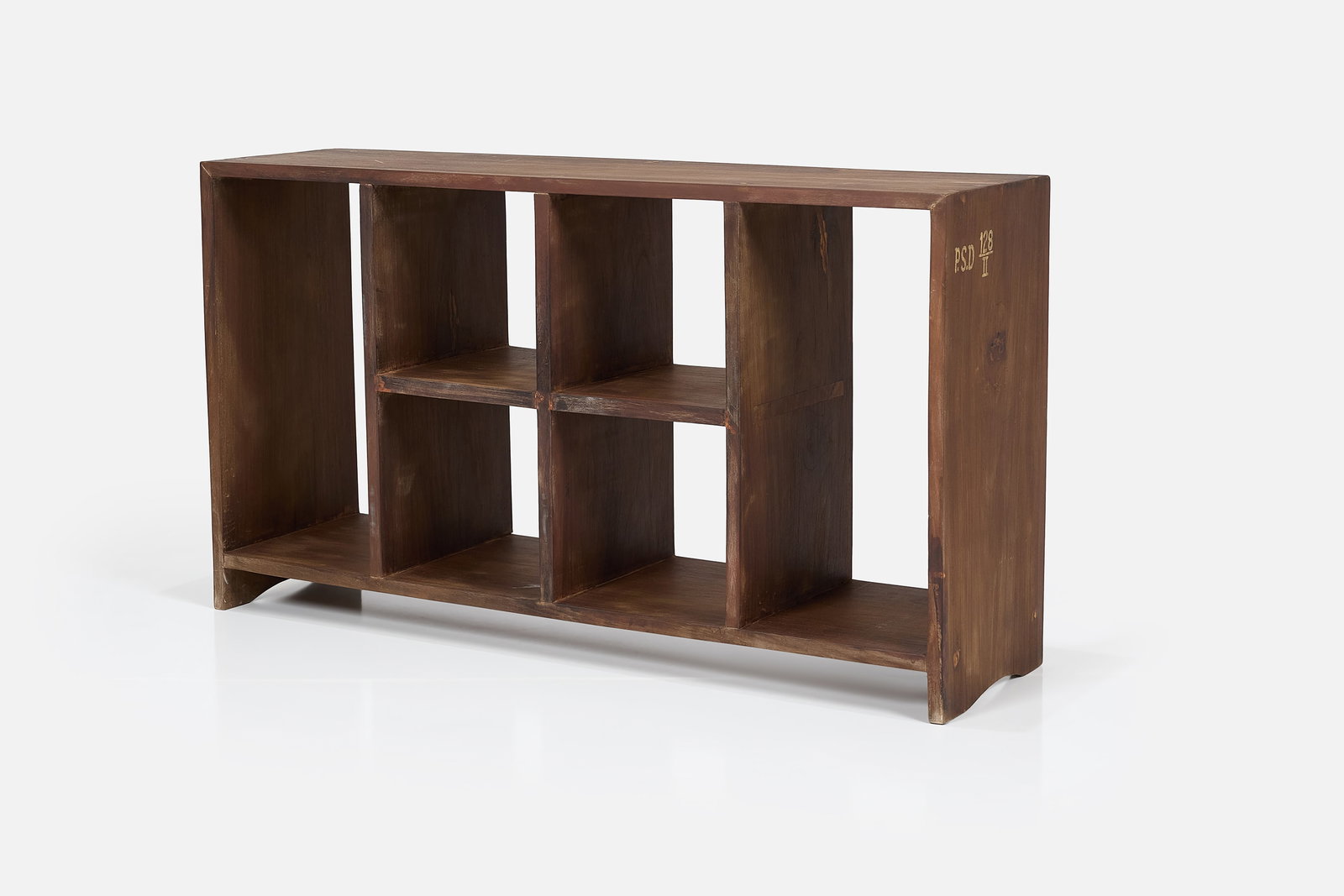 Pierre Jeanneret, File Rack: PIERRE JEANNERET File rack, from the Administration Buildings at Chandigarh, ca. 1957 Teak. Produced in France / India for Punjab University, Chandigarh, India. 34" H x 65.5" W