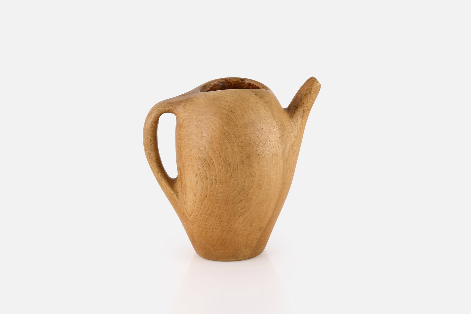 Alexandre Noll, Pitcher: ALEXANDRE NOLL Pitcher, 1960s carved and bleached mahogany. Made in France. Underside incised "A Noll". 10" H x 10" W x 6" D Provenance: Olivier Jean-Elie,
