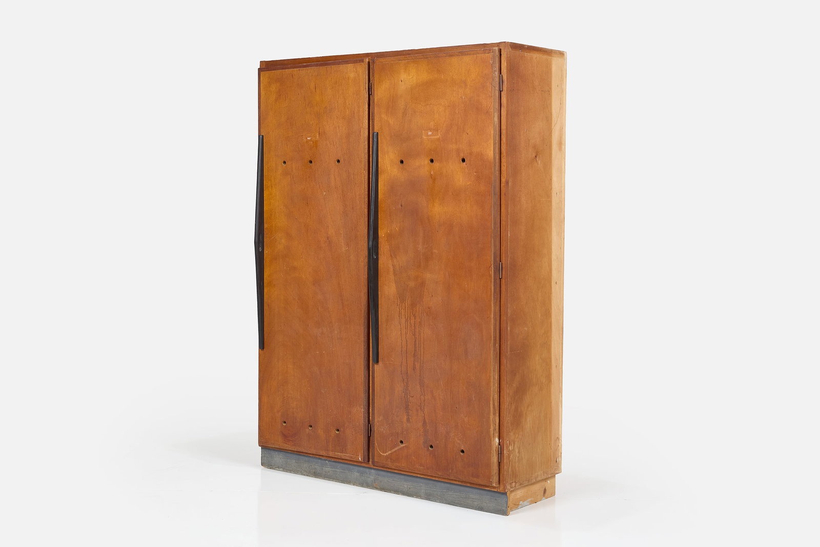 Jean Prouve Style, Cabinet: JEAN PROUVE STYLE Cabinet, 1950s Oak, painted oak. 71" H x 51.5" W x 18.25" D 