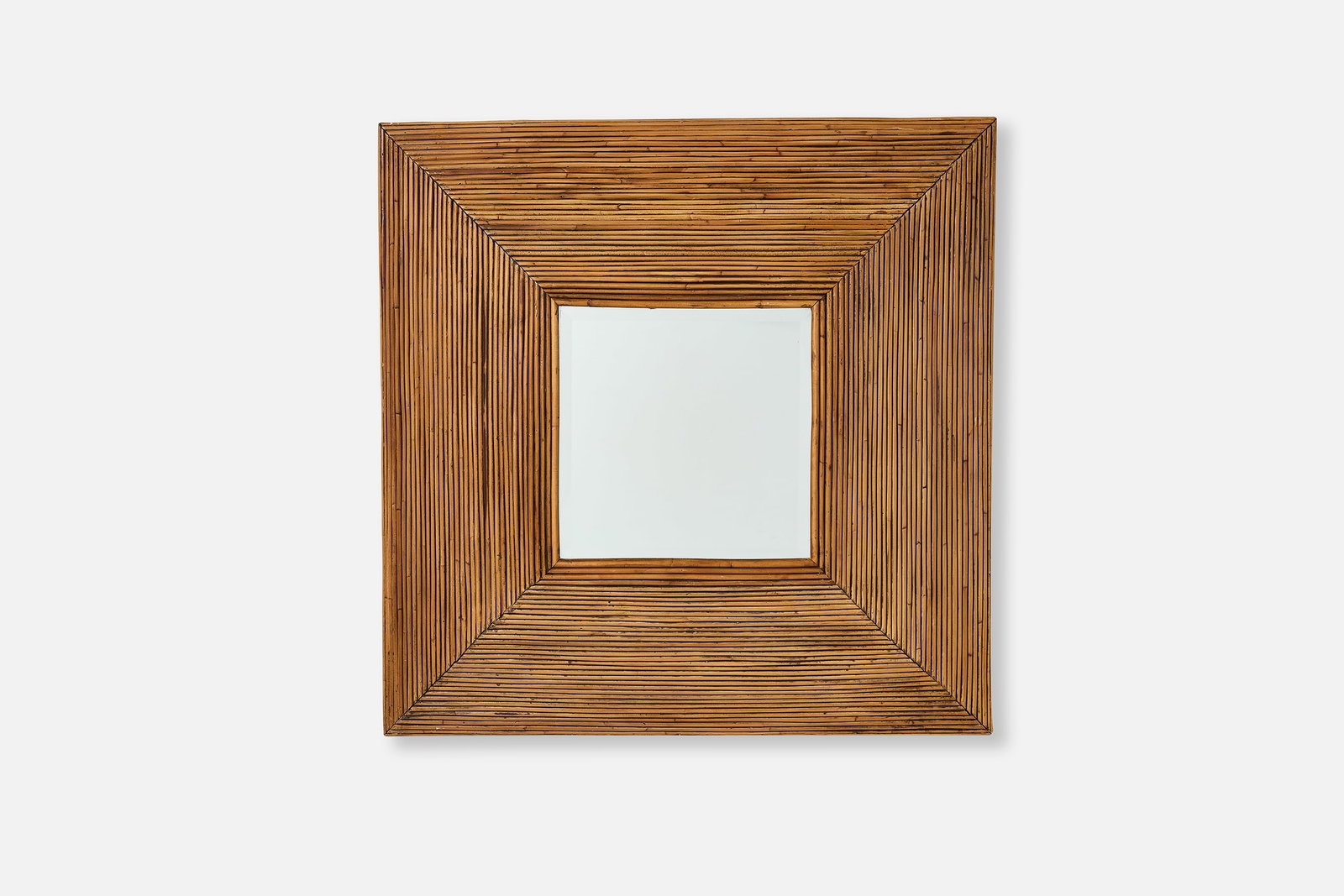 Gabriella Crespi Style, Wall Mirror: GABRIELLA CRESPI STYLE Wall mirror, 2009 Pencil-reed rattan, mirrored glass. 36" H x 35.5" W 