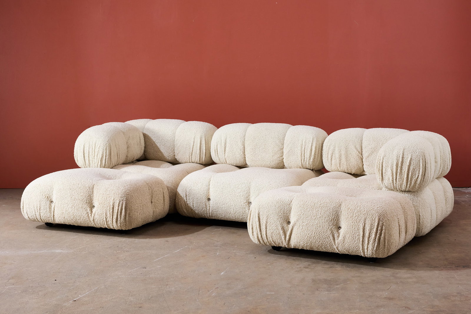 Mario Bellini, 'Camaleonda' Sectional Sofa (5): MARIO BELLINI Five-part 'Camaleonda' sofa, 1970s Fabric, stained wood, chrome, nylon cording. Manufactured by C&B Italia, Italy. Underside with manufacturer's labels. 