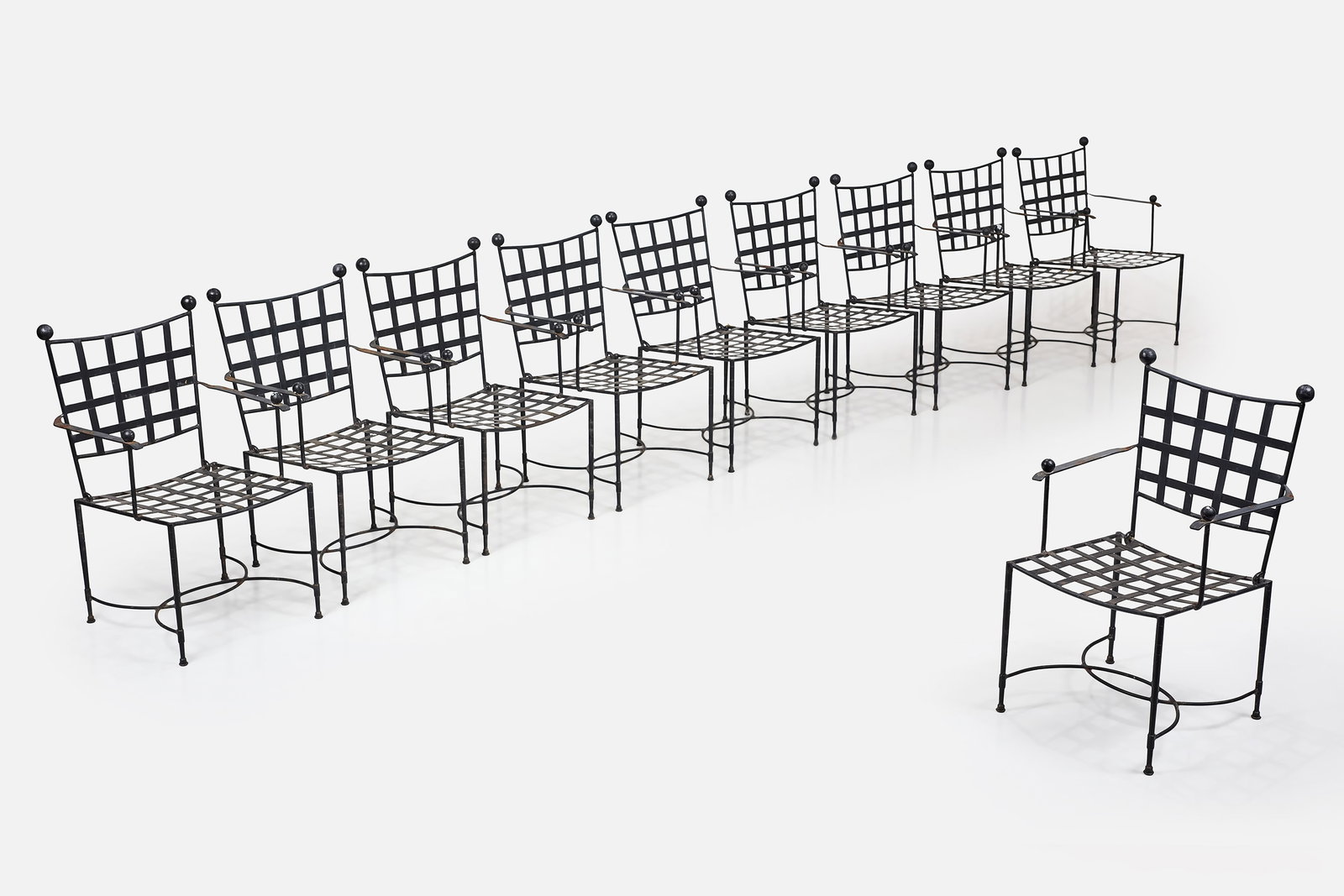 Mario Papperzini Style, 'Amalfi' Armchairs (10): MARIO PAPPERZINI STYLE Set of ten 'Amalfi' armchairs, 1980s Painted metal. 36" H x 23" W x 24" D