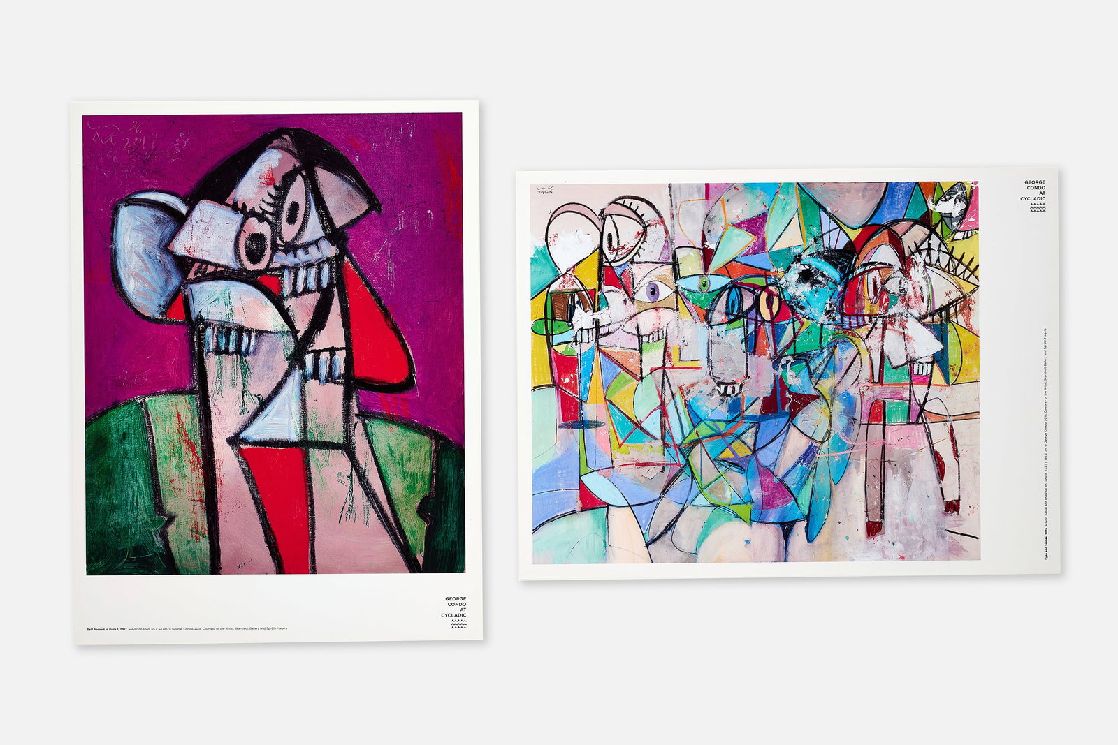 George Condo X Museum of Cycladic Art, 'Eyes and Smiles' + 'Self Portrait in Paris I' Exhibition: GEORGE CONDO X MUSEUM OF CYCLADIC ART 'Eyes and Smiles' and 'Self Portrait in Paris I' exhibition posters, 2018 Digital pigment prints in colors on paper. Published by The
