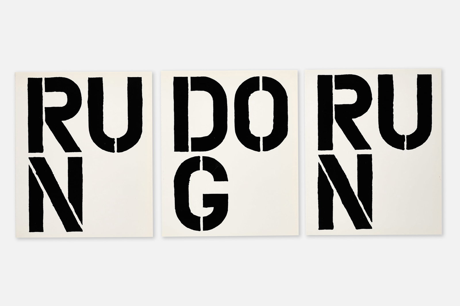 Christopher Wool, 'Run Dog Run' Insert (3): CHRISTOPHER WOOL 'Run Dog Run', 1989 Offset lithographs on paper. These prints were included as an artist's insert to Parkett Journal, Volume 22, 1989. Each sheet: 10" H x