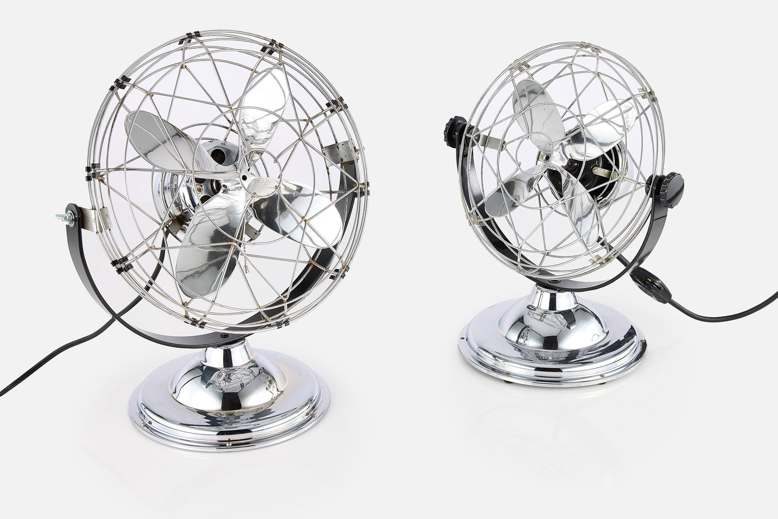 Air Beam, Table Fans (2): AIR BEAM Two table fans, model no. 10, 1930s Steel, cast aluminum, bakelite. Produced by Air Beam Circulator Co., Chicago, IL. 18" H x 14" W x 8" D 17" H x 13" W x