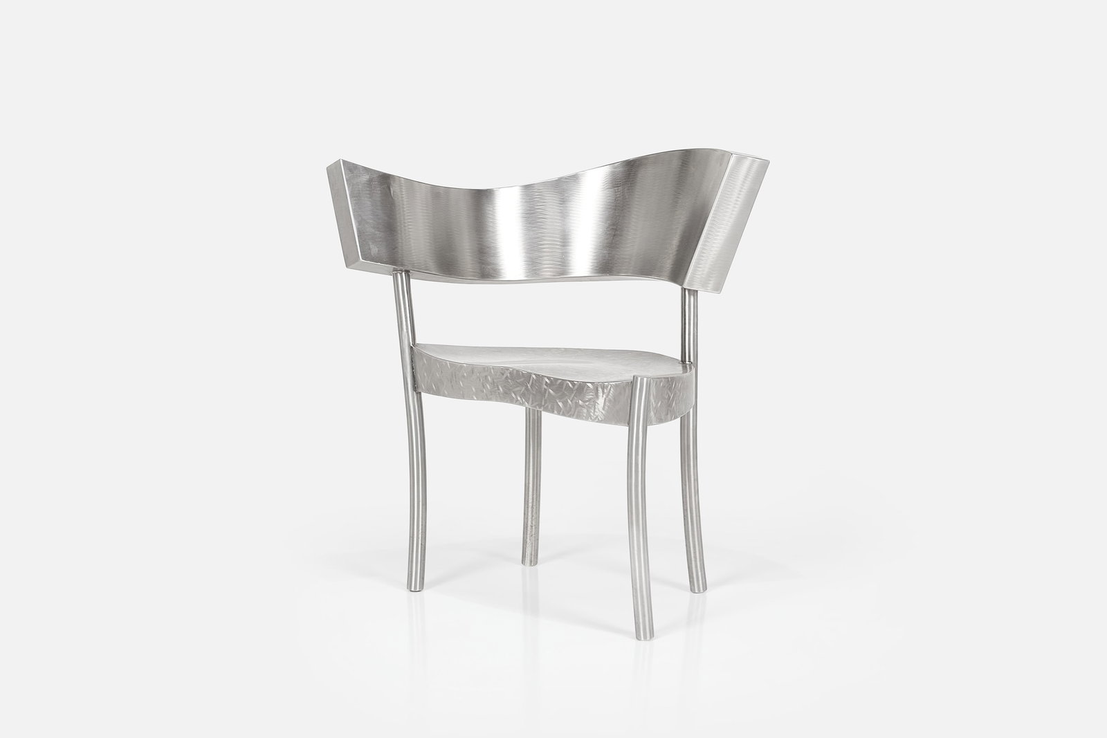Paul Freundt, 'Swept Back' Chair: PAUL FREUNDT 'Swept Back' chair, 1995 Galvanized steel. Signed and dated to seat edge. 33.5" H x 30.5" 23" D Seat height: 18"