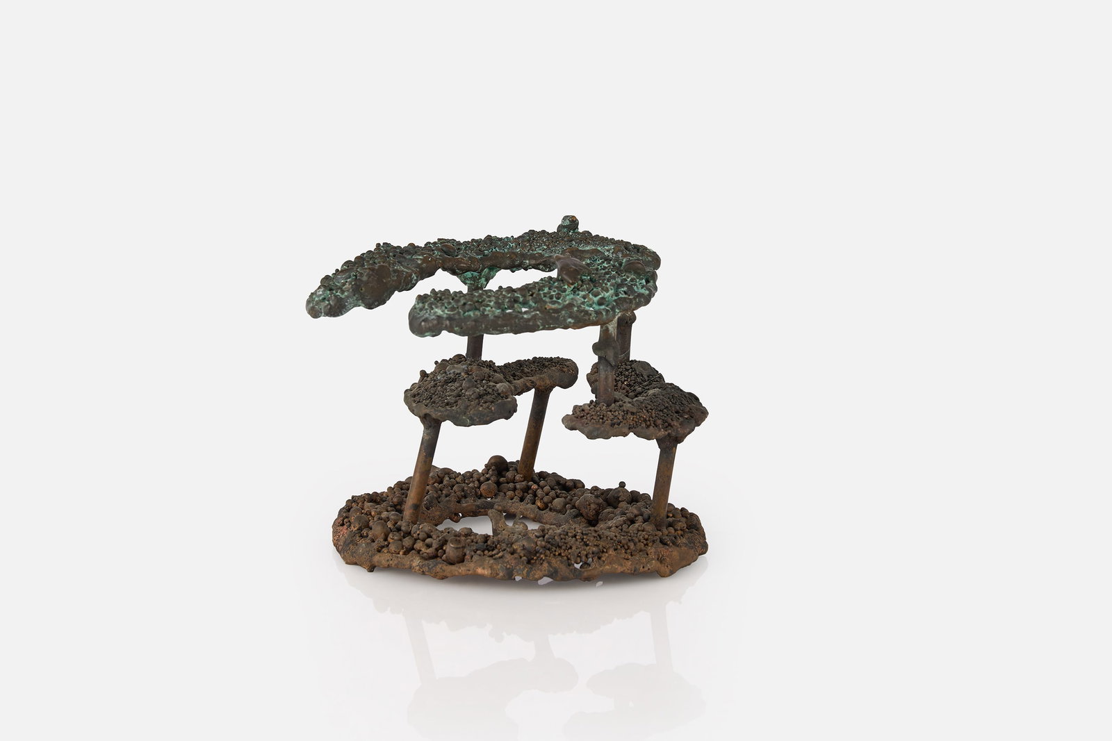Val Bertoia, Untitled (#B-819) Sculpture: VAL BERTOIA Untitled (#B-819), ca. 1978 Bronze with applied patina. Underside incised twice "B-219". 5" H x 6" W x 5.5" D 