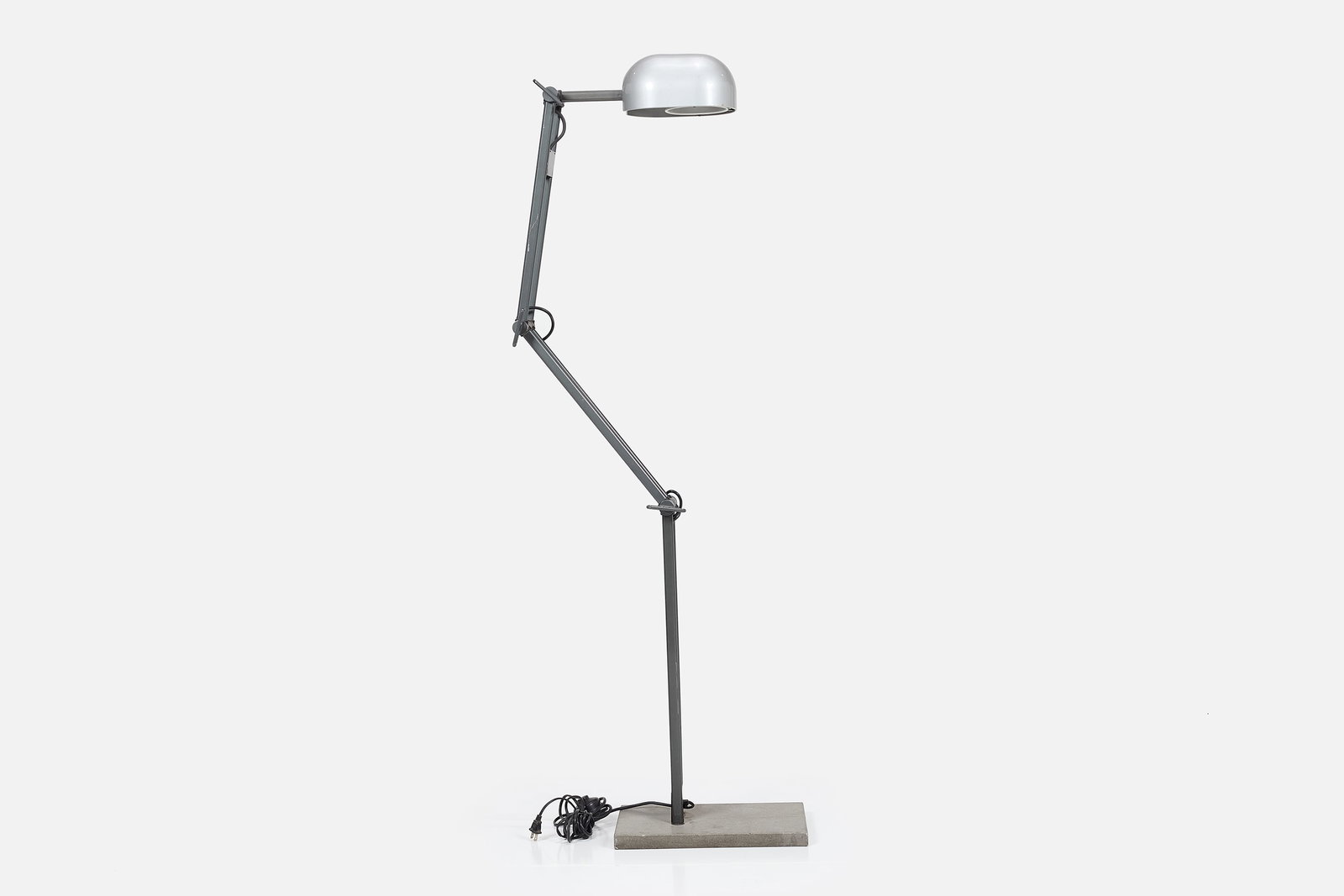 CP + CR Associati, 'Adone' Floor Lamp: CP + CR ASSOCIATI 'Adone' articulating floor lamp, ca. 1985 Enameled aluminum and steel, composite stone, plastic. Manufactured by Artemide, Italy. Molded manufacturer's mark on the stem.