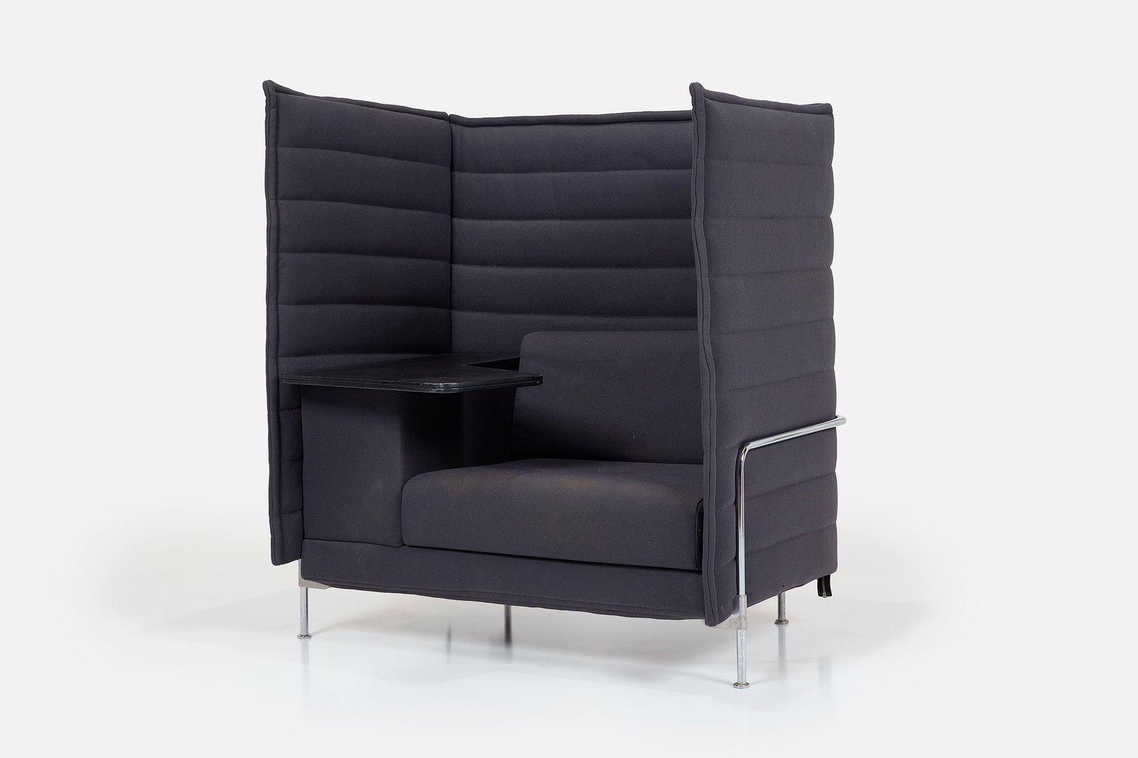 Ronan + Erwan Bouroullec, 'Alcove' Loveseat: RONAN + ERWAN BOUROULLEC 'Alcove' settee, ca. 2006 Fabric, leather over wood, tubular steel. Manufactured by Vitra, Germany. 54.5" H x 48" W x 33" D Seat height: