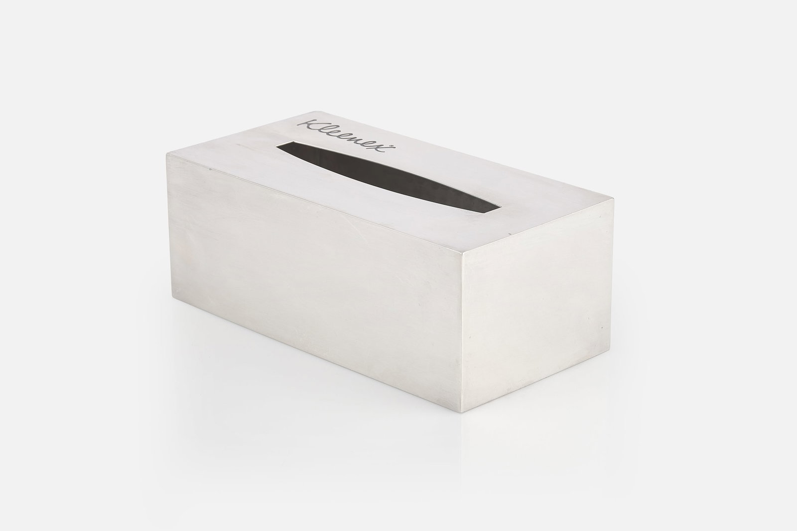 Bulgari, Kleenex Box Cover: BULGARI Kleenex box cover, 1974 Sterling silver. Produced by Bulgari, Italy. Edge with manufacturer's marks and hallmarks. 3.5" H x 9.75" W x 5" D 