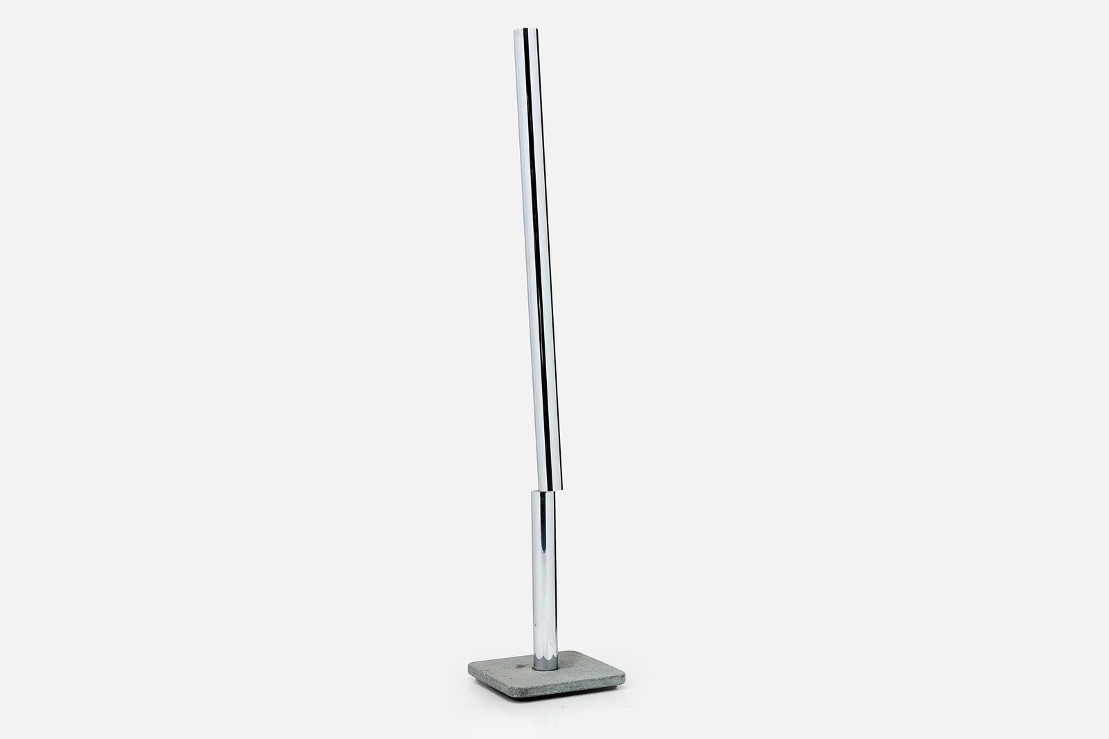Modern, Tall Sculpture: MODERN Tall sculpture, 1980s Chrome-plated brass, granite. Impressed with "R CUZN". 82" H x 15.5" W x 15.75" D