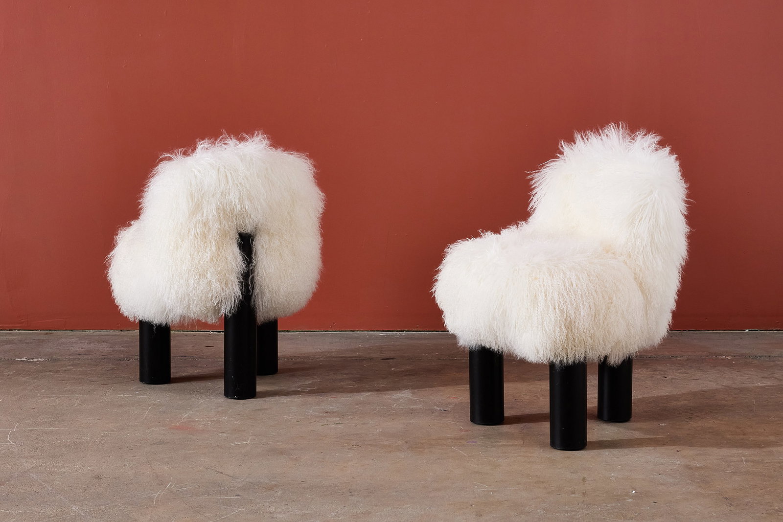 Cini Boeri, 'Botolo High' Chairs (2): CINI BOERI Pair of 'Botolo High' chairs, 1972 / 2020 Upholstery, lacquered metal, casters. Manufactured by Arflex, Italy. Underside with manufacturer's branded decking and label. 