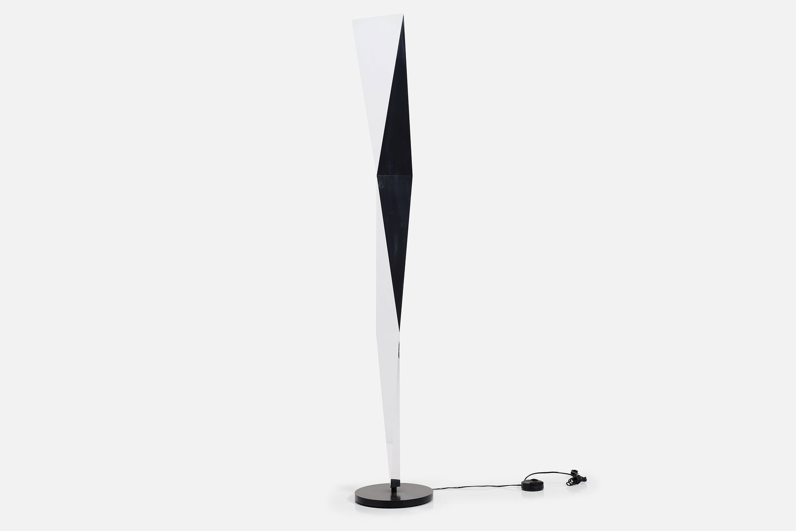 Marco Acerbis, 'Vertigo' Floor lamp: MARCO ACERBIS 'Vertigo' floor lamp, 2005 Mirror-polished steel, painted steel. Manufactured by Candle / Fontana Arte, Italy. Underside molded with manufacturer's information. 