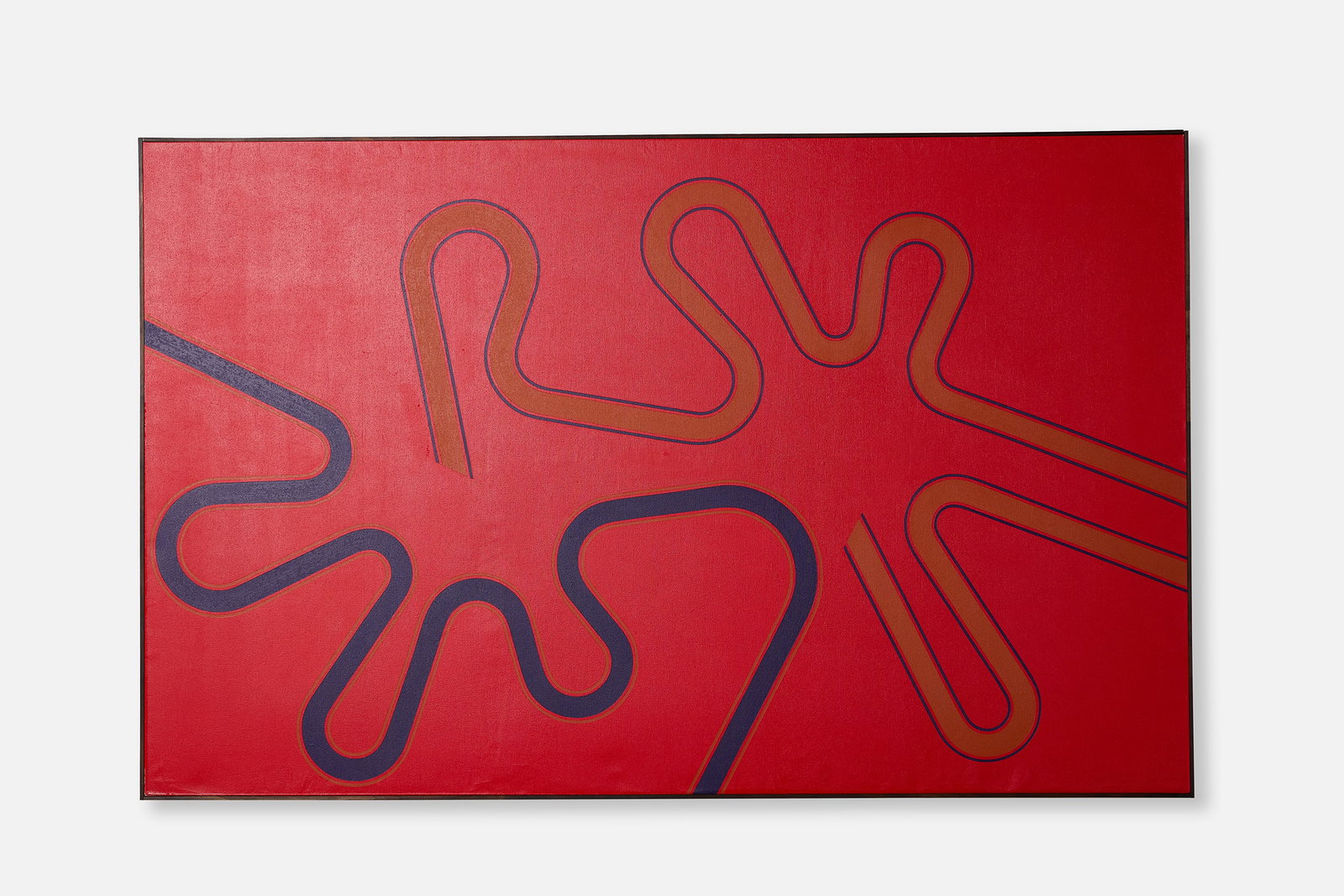 Don Roberts, Large Hard Edge Painting: DON ROBERTS 'Cantabrian Liturgy' large hard edge painting, 1970 Acrylic, canvas, wood. Signed, titled and dated on the back. 61 x 96.5" W