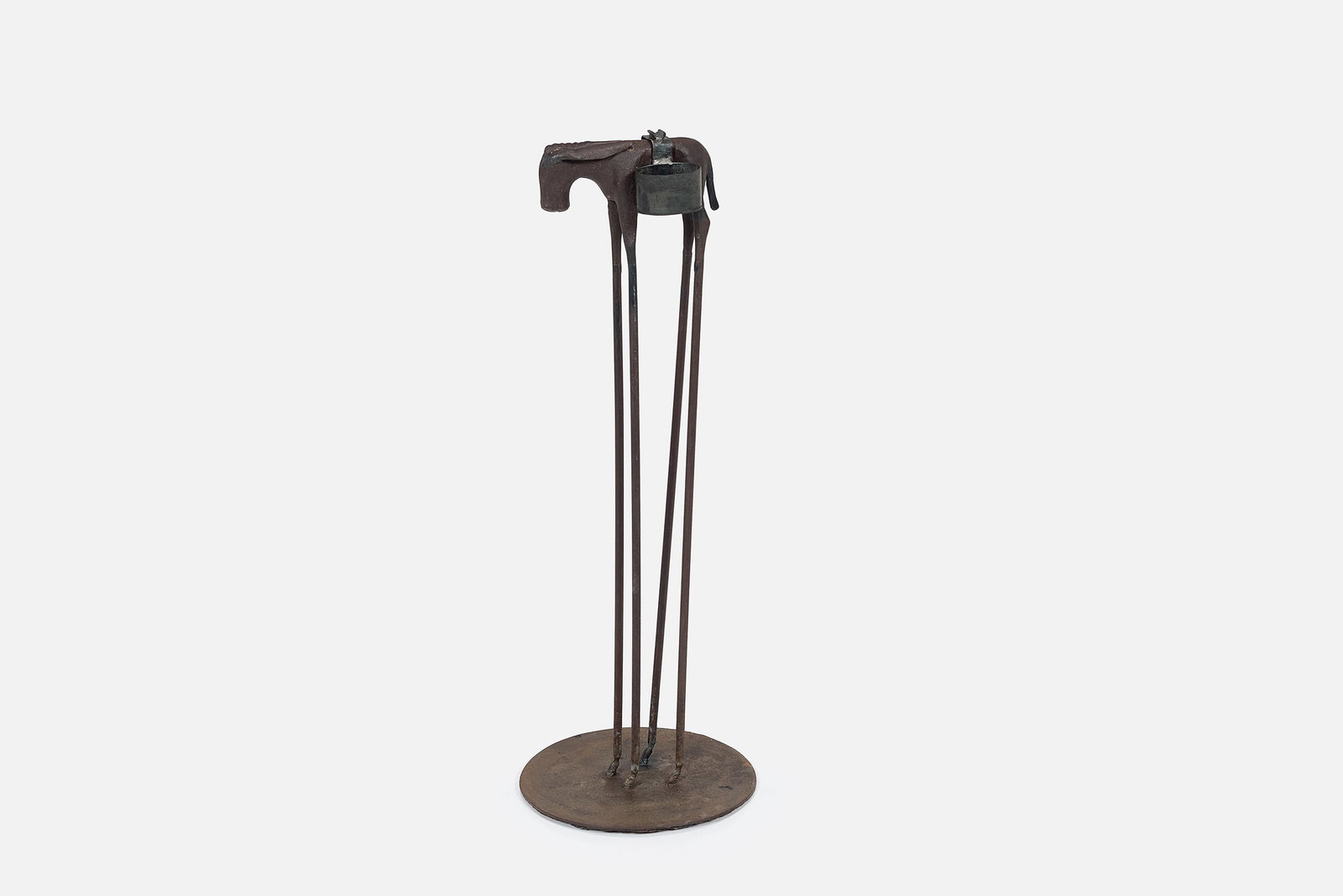 Thomas Molesworth, 'Burro' Standing Ashtray: THOMAS MOLESWORTH 'Burro' standing ashtray, ca. 1938 Painted wrought iron. 24" H x 8.75" Diameter 