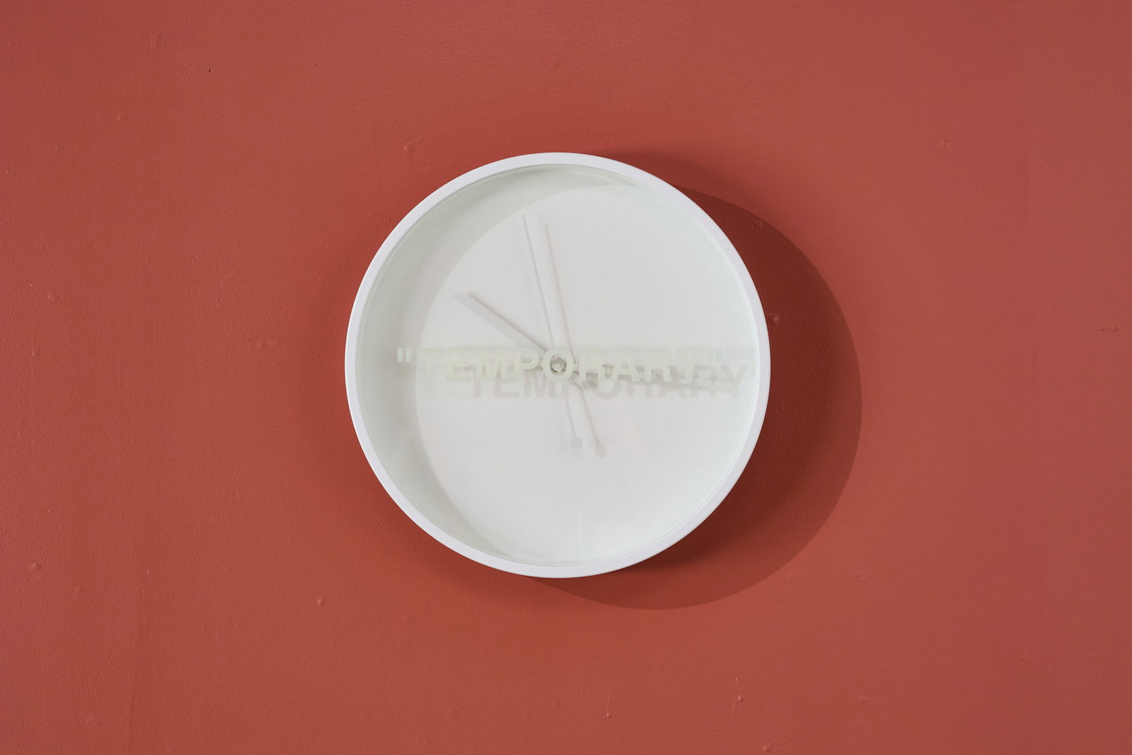 Virgil Abloh x IKEA, 'Markerad' Wall Clock: VIRGIL ABLOH X IKEA 'Markerad' wall clock, 2019 Powder-coated steel, polystyrene plastic, glass. Manufactured by IKEA, Sweden. 2.5" D x 16.5" Diameter 