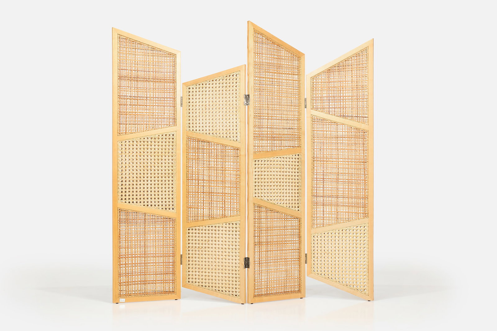 Nada Debs, 'Summerland' Folding Screen: NADA DEBS 'Summerland' folding screen, 21st century Ash, straw. Produced by Nada Debs Studio, Lebanon. 78.5" H x 60.5" W x 2" D