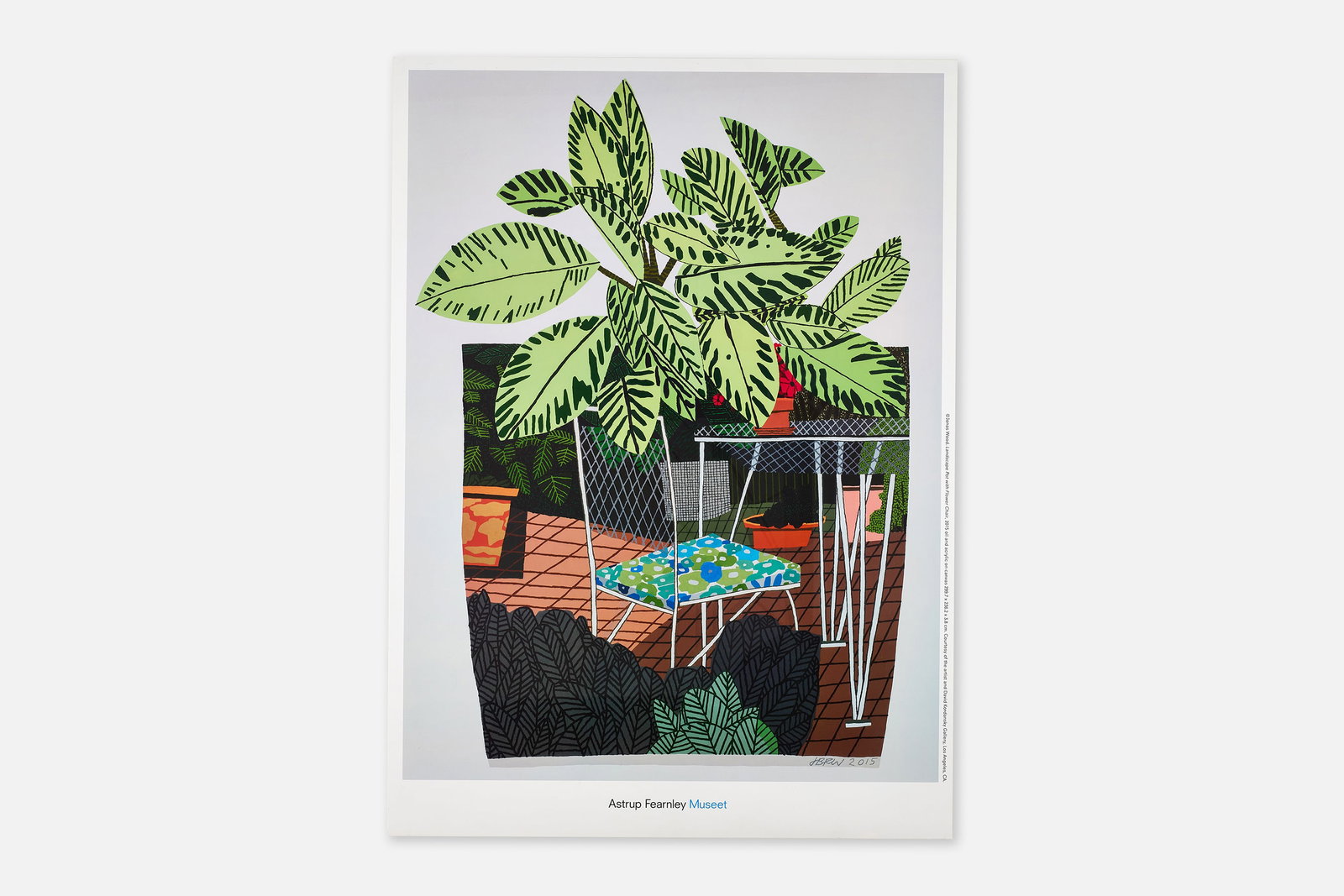 Jonas Wood, 'Landscape Pot with Flower Chair' Poster: JONAS WOOD 'Landscape Pot with Flower Chair' poster, 2015 Offset lithograph printed in colors. Published by Astrup Fearnley Museet, Oslo for the occasion of the collaborative group exhibition
