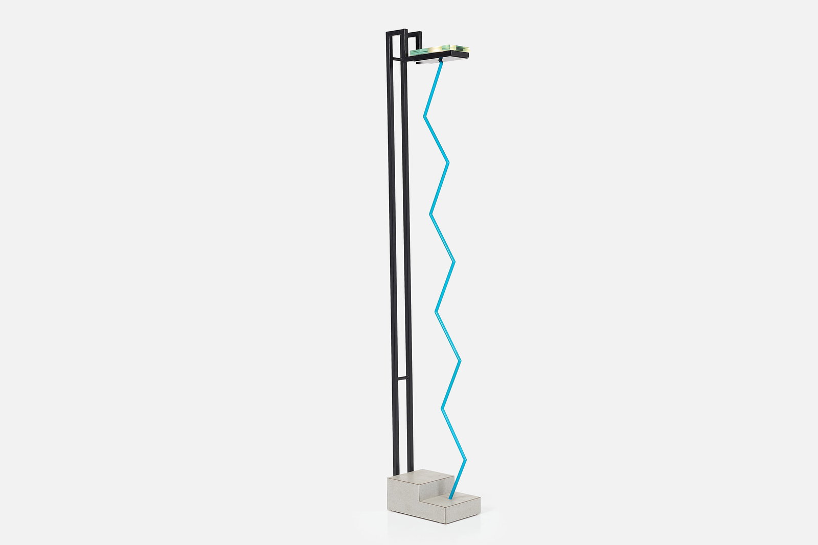 Ken Erwin, 'Black and Blue' Floor Lamp: KEN ERWIN 'Black and Blue' floor lamp, 1985 Lacquered metal, plastic laminate, glass. 74" H x 8" W x 13.5" D Exhibited: "Art, Design and Function",