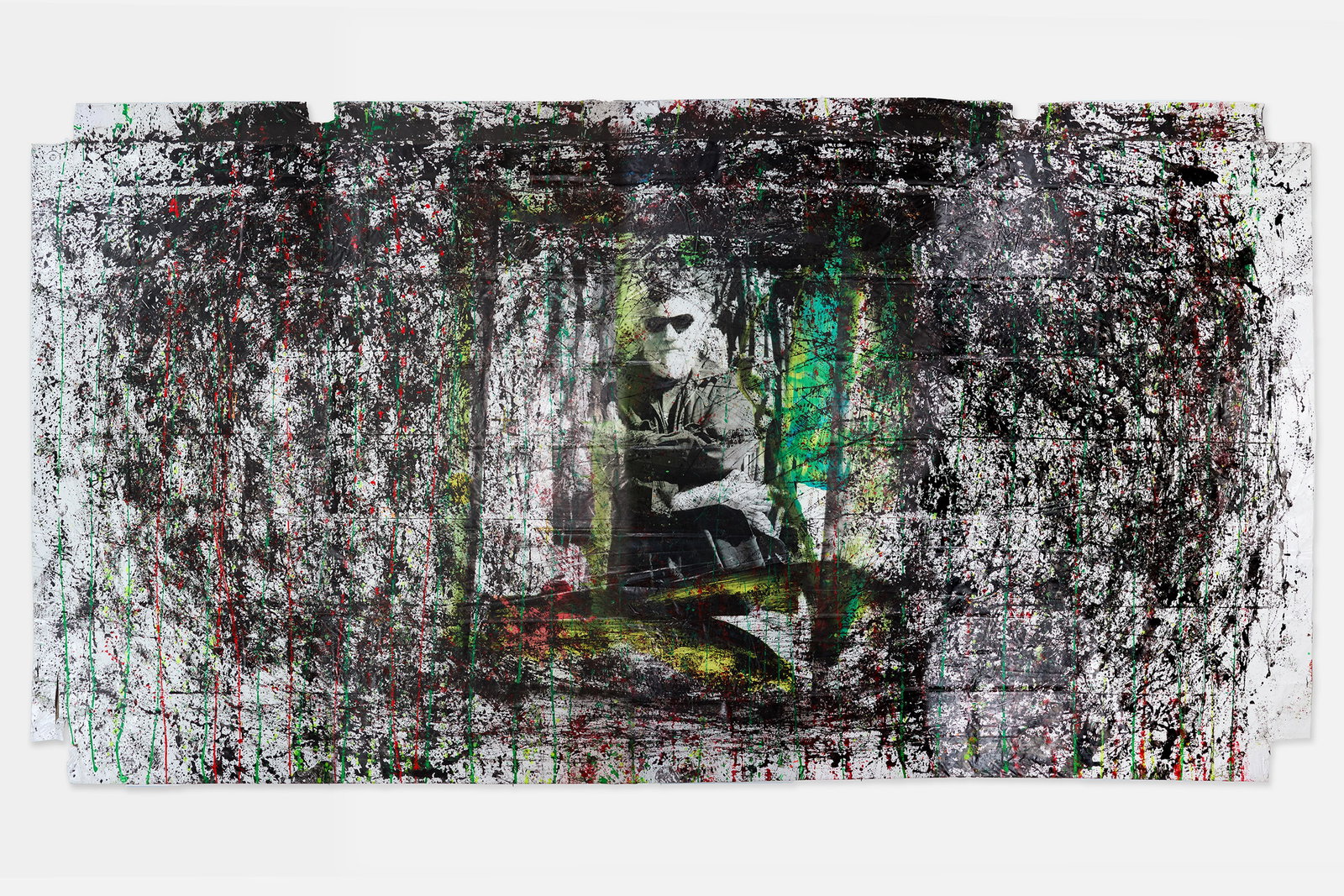 Edwin 'Ed' Moses, 'Jackson Nalade' Billboard Painting: EDWIN 'ED' MOSES (American, 1926–2018) 'Jackson Nalade' painting, from the Spot Welders Billboard Project, 2017 Acrylic on tarp. 12' H x 24' W Pro