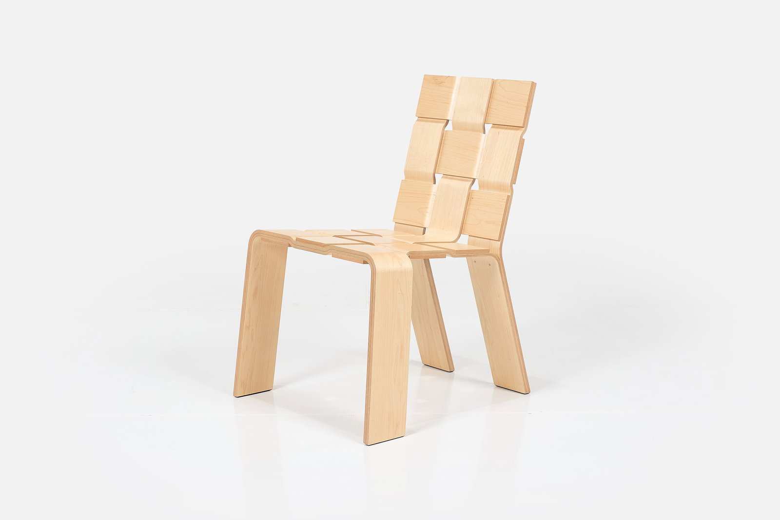 Ben LaMacchia, 'Woven Chair': BEN LAMACCHIA 'Woven Chair,' 2025 Custom molded maple plywood. Studio-made, Los Angeles, CA. Underside stamped "LAMACCHIA STUDIO". 32.25" H x 20.5" W x
