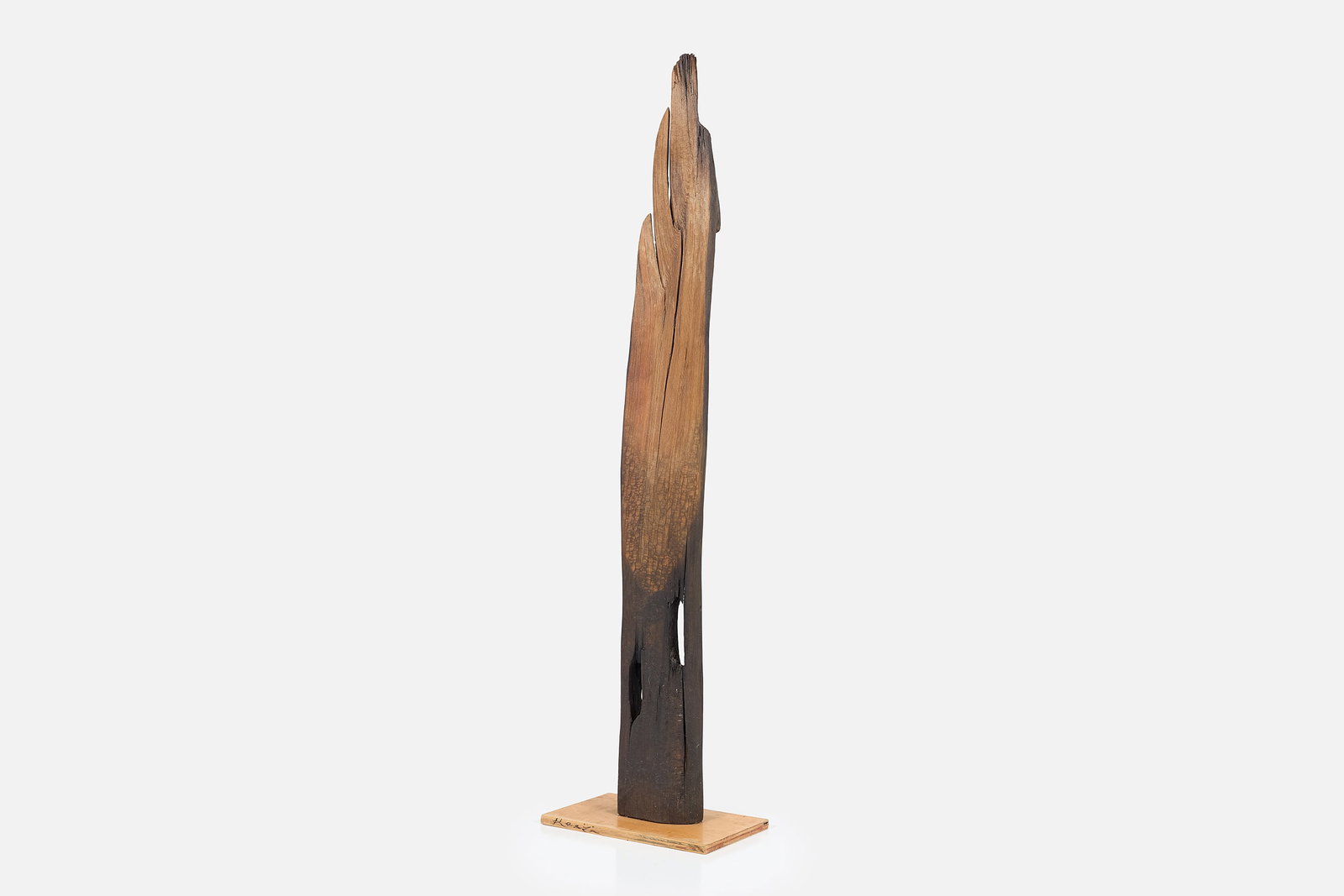 Kenzi Shiokava, Tall Sculpture: KENZI SHIOKAVA Tall sculpture, late 20th century Wood. Signed underneath the base. 59" H x 15" W x 9.5" D 