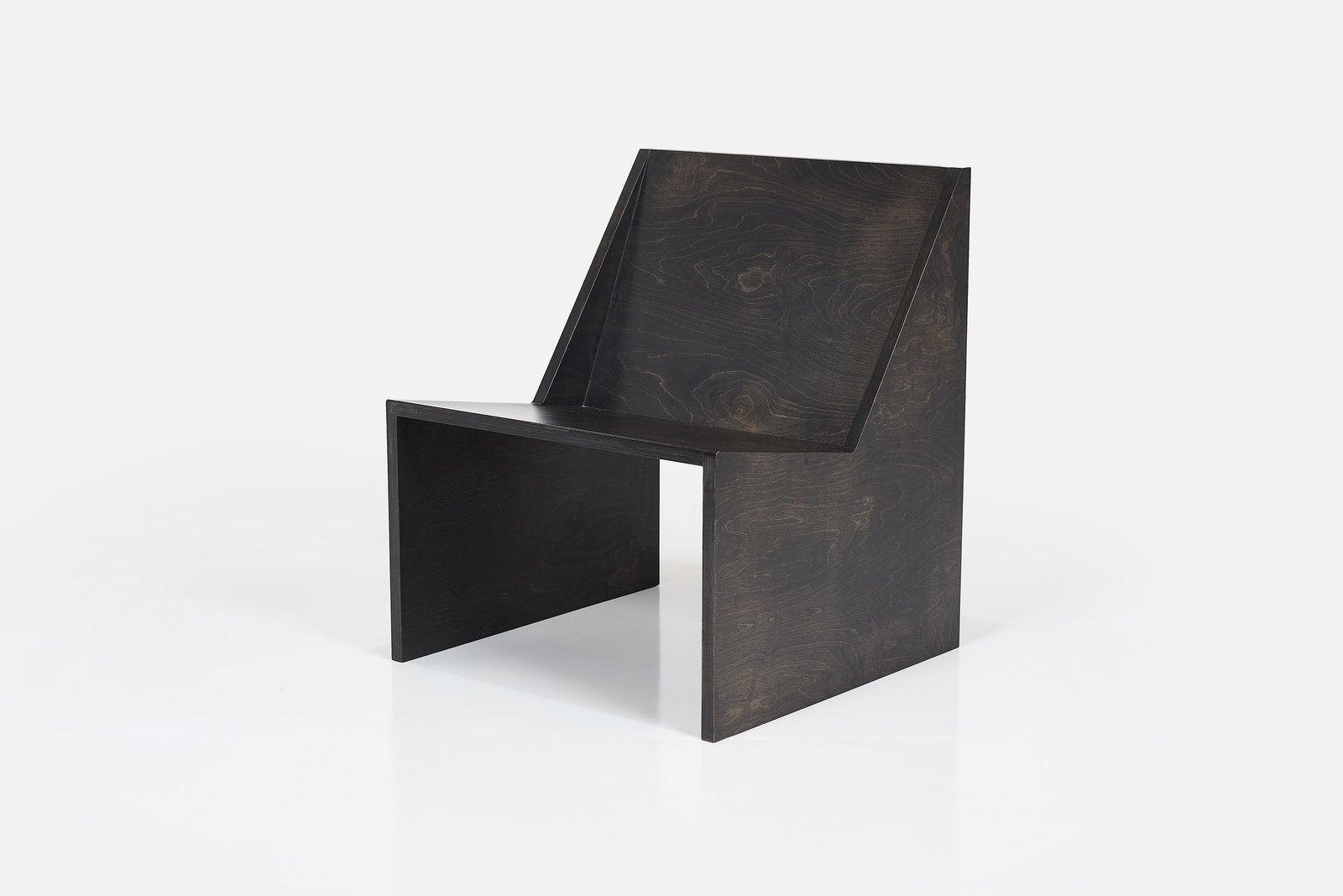 Prisma, 'Isabel' Chair: PRISMA 'Isabel' chair, 2020s Stained Baltic birch plywood. Hand-made in Altadena, CA. 30.5" H x 26" W x 25" D Seat height: 16.5" 