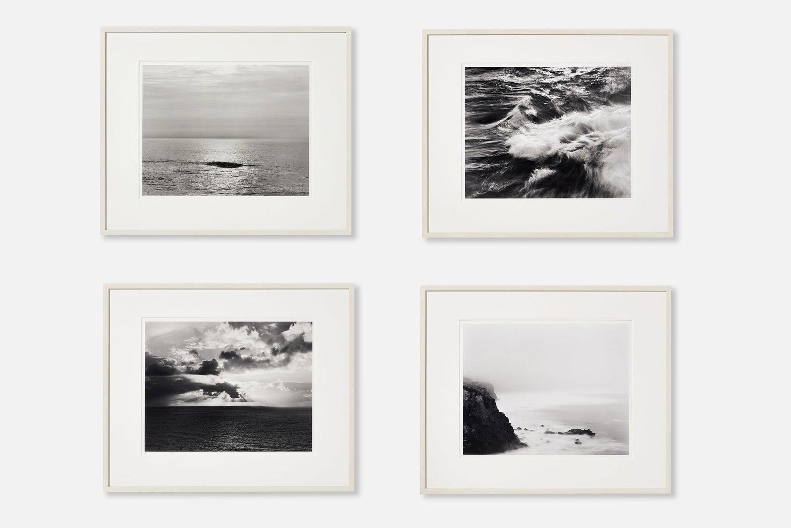Chip Hooper, Seascape Photographs (4): CHIP HOOPER Set of four prints, comprising 'Storm, Pacifica', 2002; 'Surf #1082', 2003; 'Single Wave - Pacific Ocean, 2010; 'Cliffs - Pacific Ocean', 2012 Silver print.