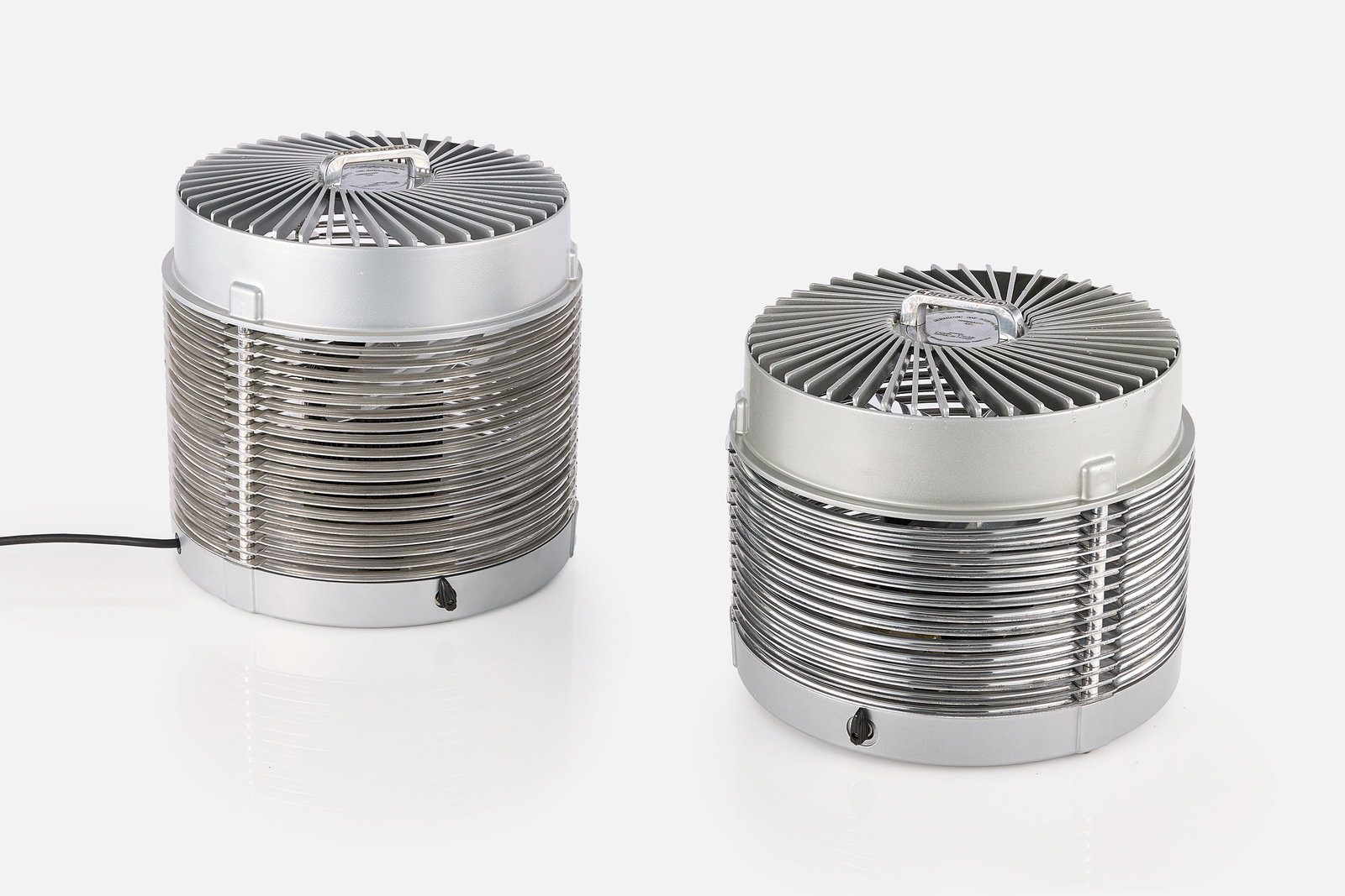 J. T. Roffy, Machine Age Hassock Fans (2): J. T. ROFFY Two hassock fans, 1946 Aluminum, steel. Produced by MotionAire, Los Angeles, CA. Each: 13" H x 13" Diameter 