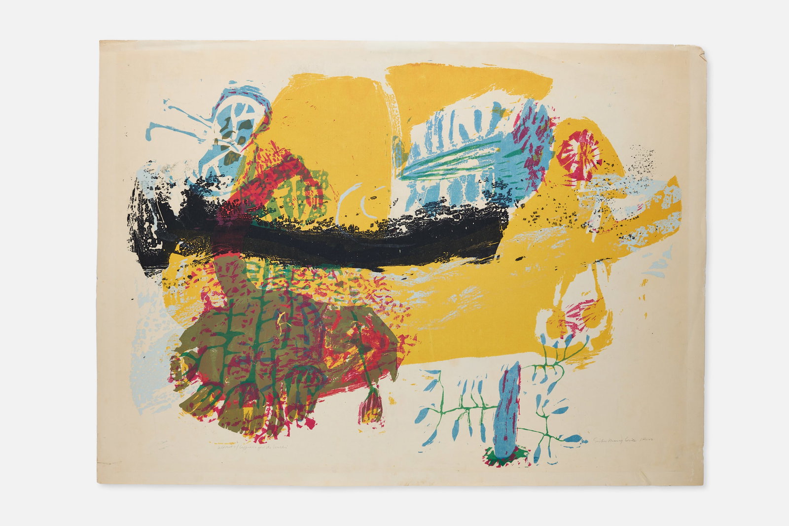 Corita Kent (Sister Mary Corita), 'a covert of cypress for its walls': CORITA KENT (SISTER MARY CORITA) 'a covert of cypress for its walls', 1966 Serigraph. Signed at lower right "Sister Mary Corita IHM" and titled at lower left. Kent archive number