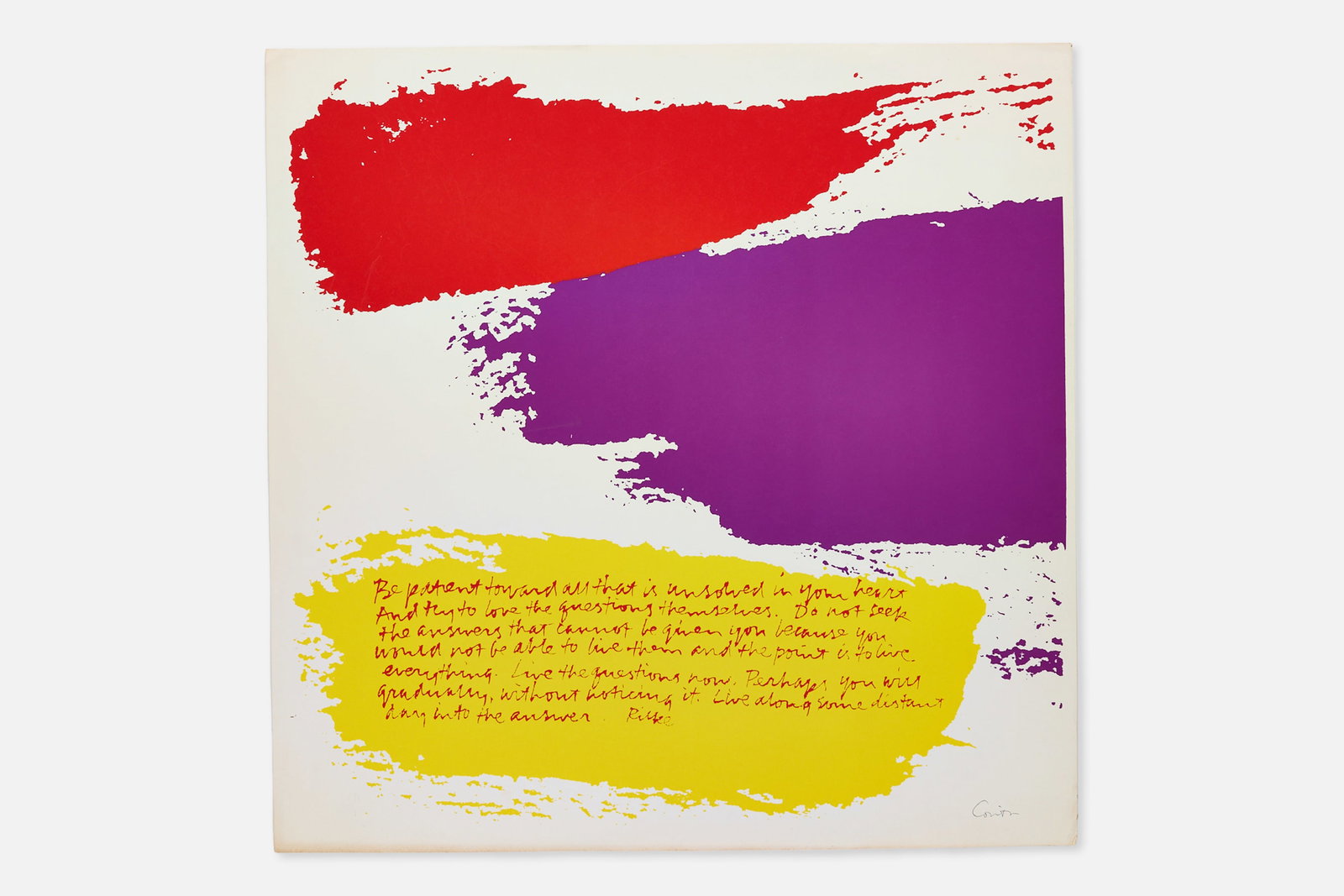 Corita Kent (Sister Mary Corita), 'the point is to live': CORITA KENT (SISTER MARY CORITA) 'the point is to live', 1970 Serigraph. Signed at lower right "Corita". Kent archive number 70-12. Sheet: 23" H x 23" W 