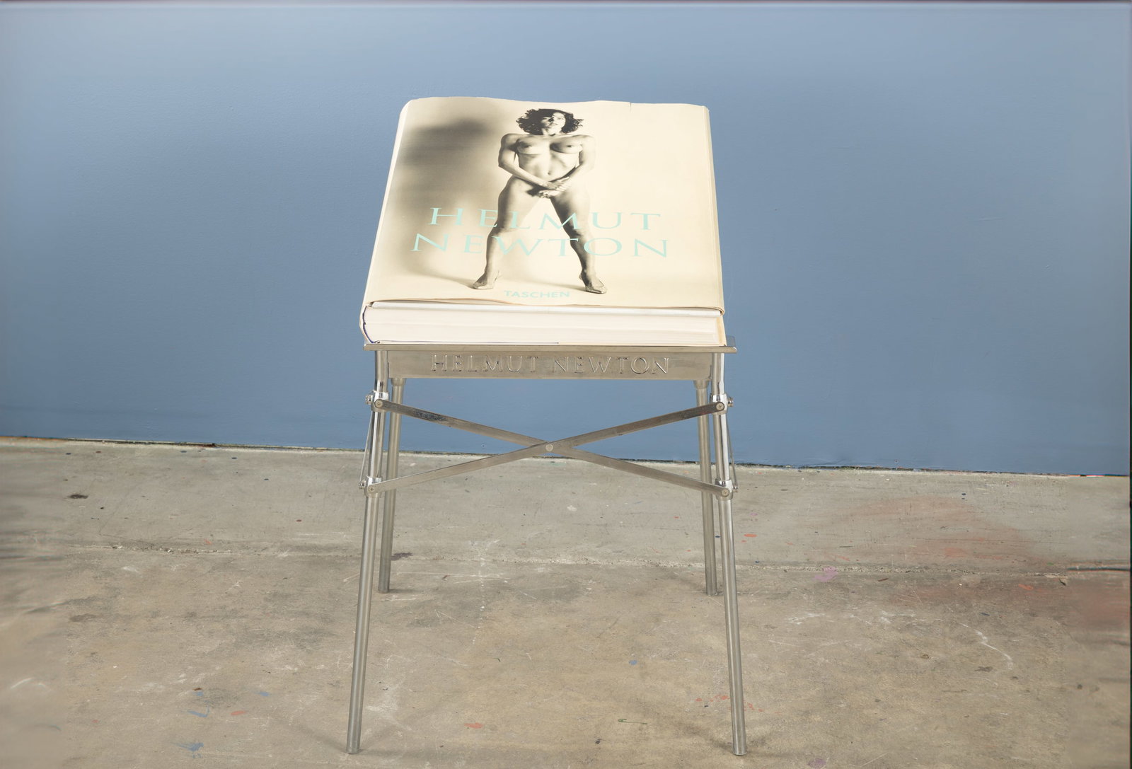 Helmut Newton +Philippe Starck, 'Sumo' Book + Stand: HELMUT NEWTON + PHILIPPE STARCK 'Sumo' book and stand, 1999 Double elephant folio on chrome-plated metal stand. Edited and designed by June Newton and published by Taschen, UK. Signed by