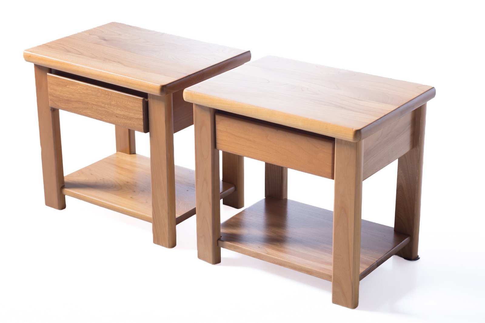 Maison Regain, Nightstands (2): MAISON REGAIN Pair of nightstands, ca. 1990 Pine. Manufactured by Maison Regain, France. Each: 17.25" H x 18.5" W x 12.5" D