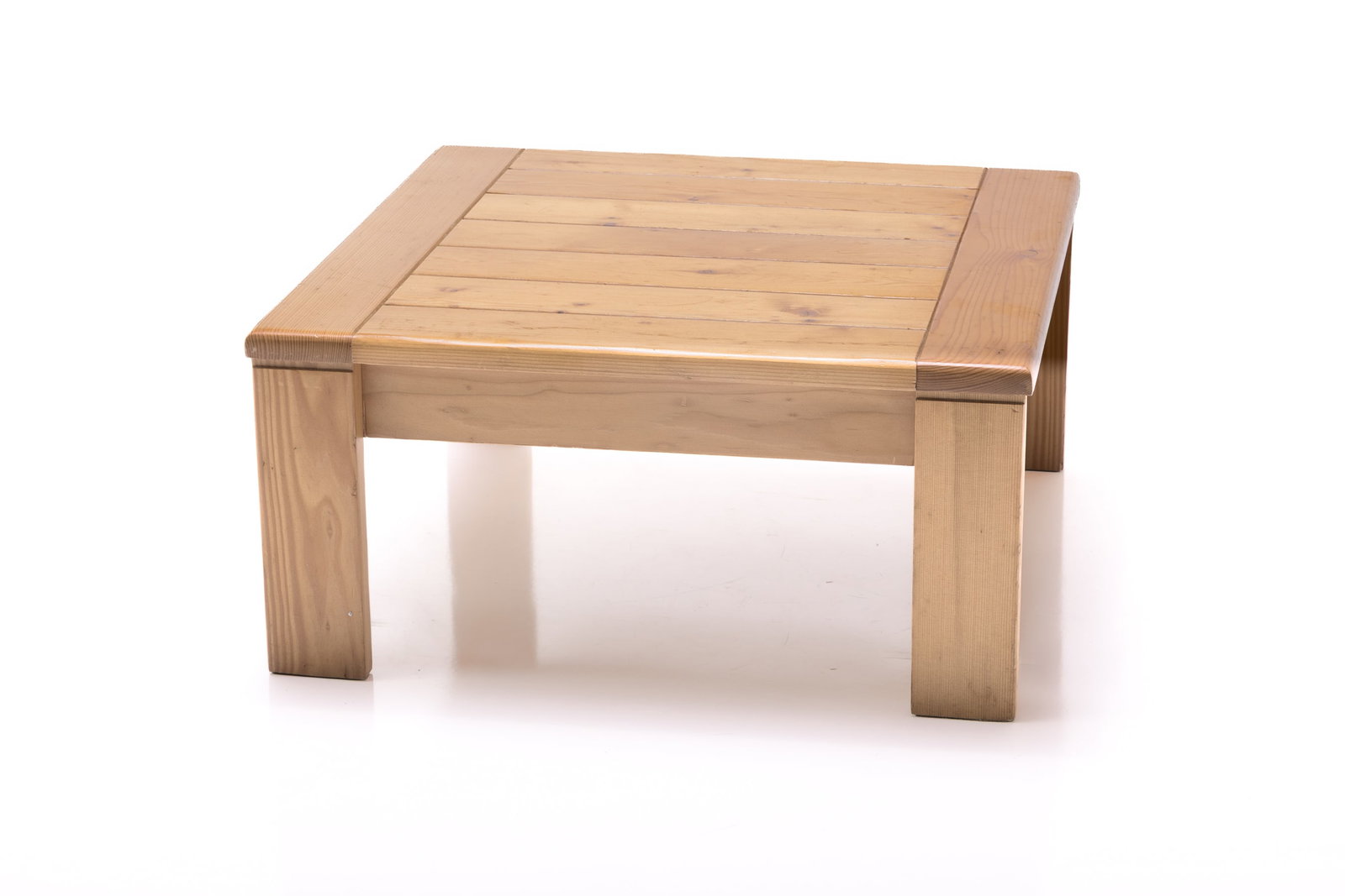 Charlotte Perriand Style, Coffee Table: CHARLOTTE PERRIAND STYLE Coffee table, 1970s Pine. Produced in France. 15" H x 31.5" W x 31" D