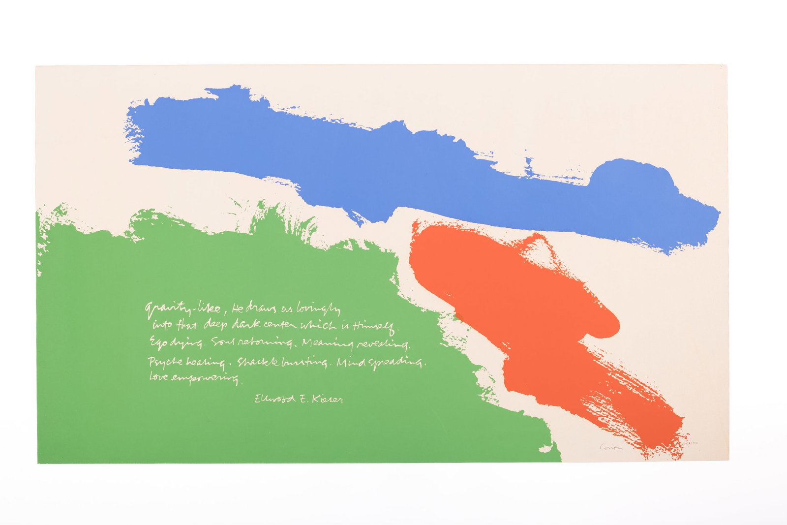 Corita Kent (Sister Mary Corita), 'Gravity': CORITA KENT (SISTER MARY CORITA) 'Gravity' (ellwood Kaiser Commission, 1973 Serigraph. Signed at lower right "Corita ed 250". Kent archive #73-00. 19.5" H x 34" W